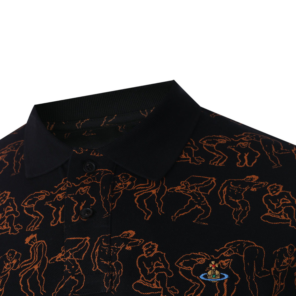BLACK AND ORANGE COTTON CLASSIC POLO SHIRT