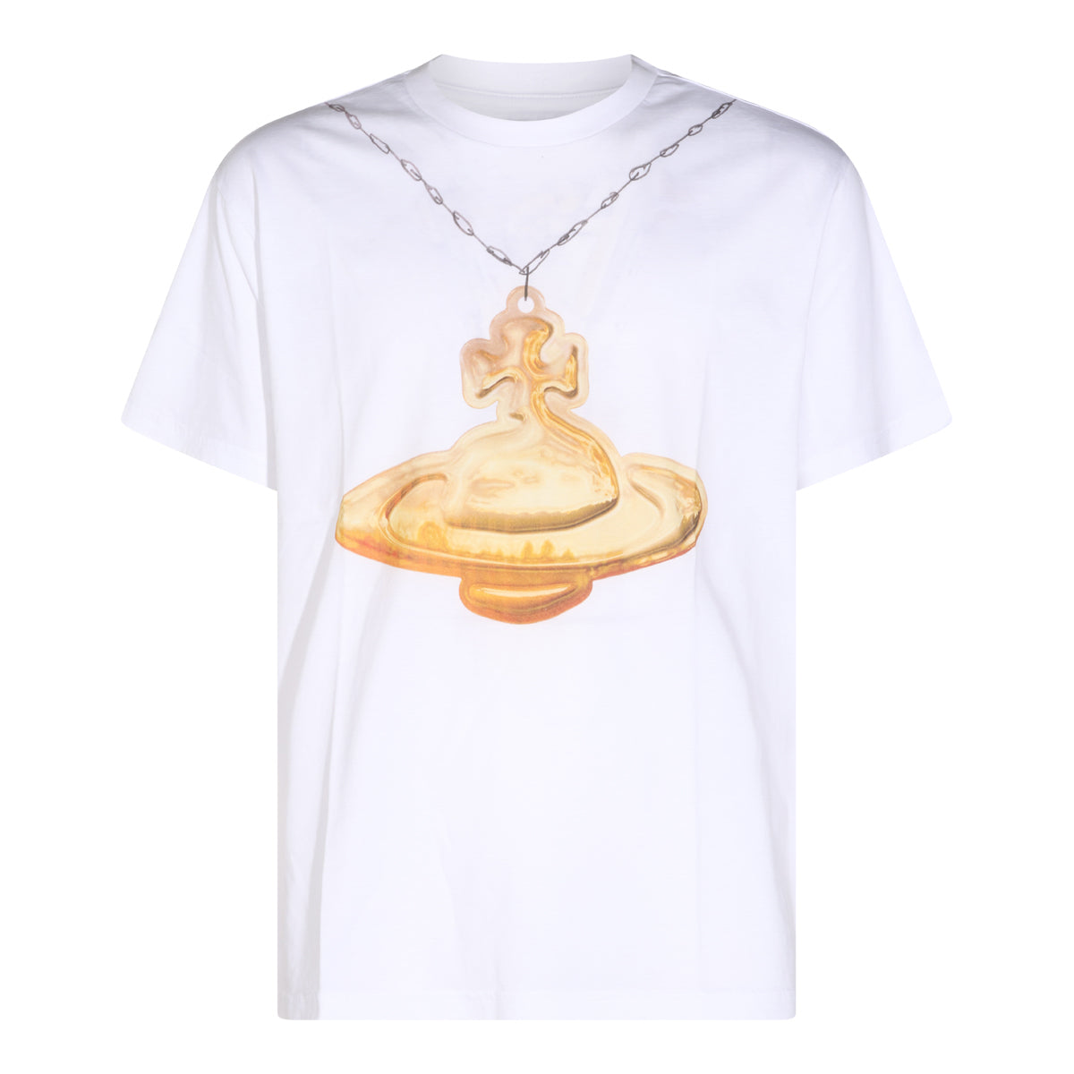 WHITE COTTON GOLD ORB LOGO T-SHIRT