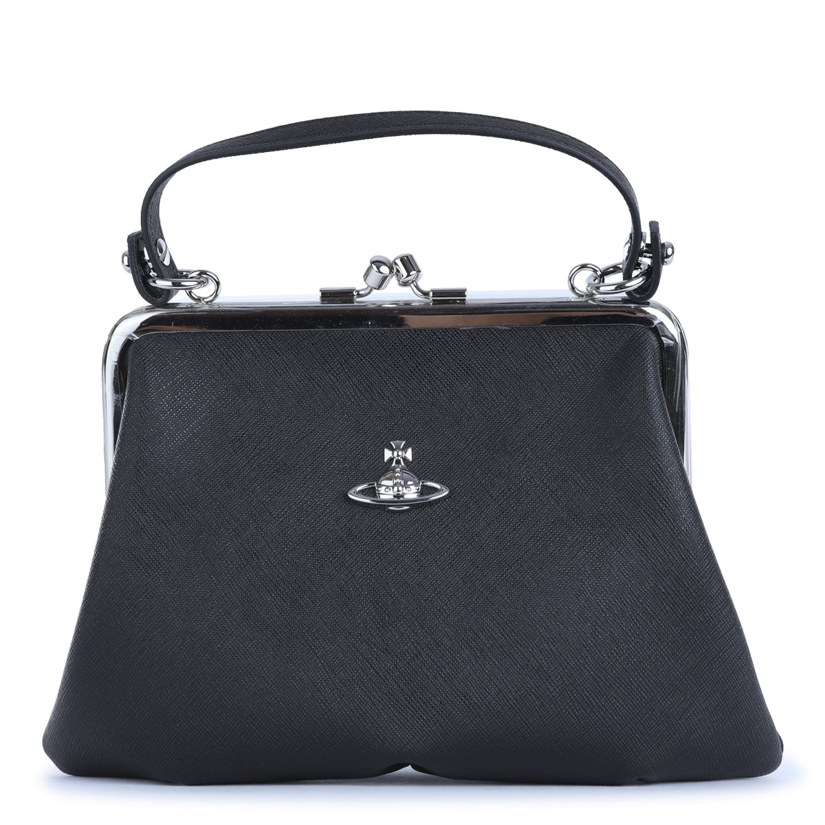 BLACK GRANNY FRAME TOP HANDLE BAG