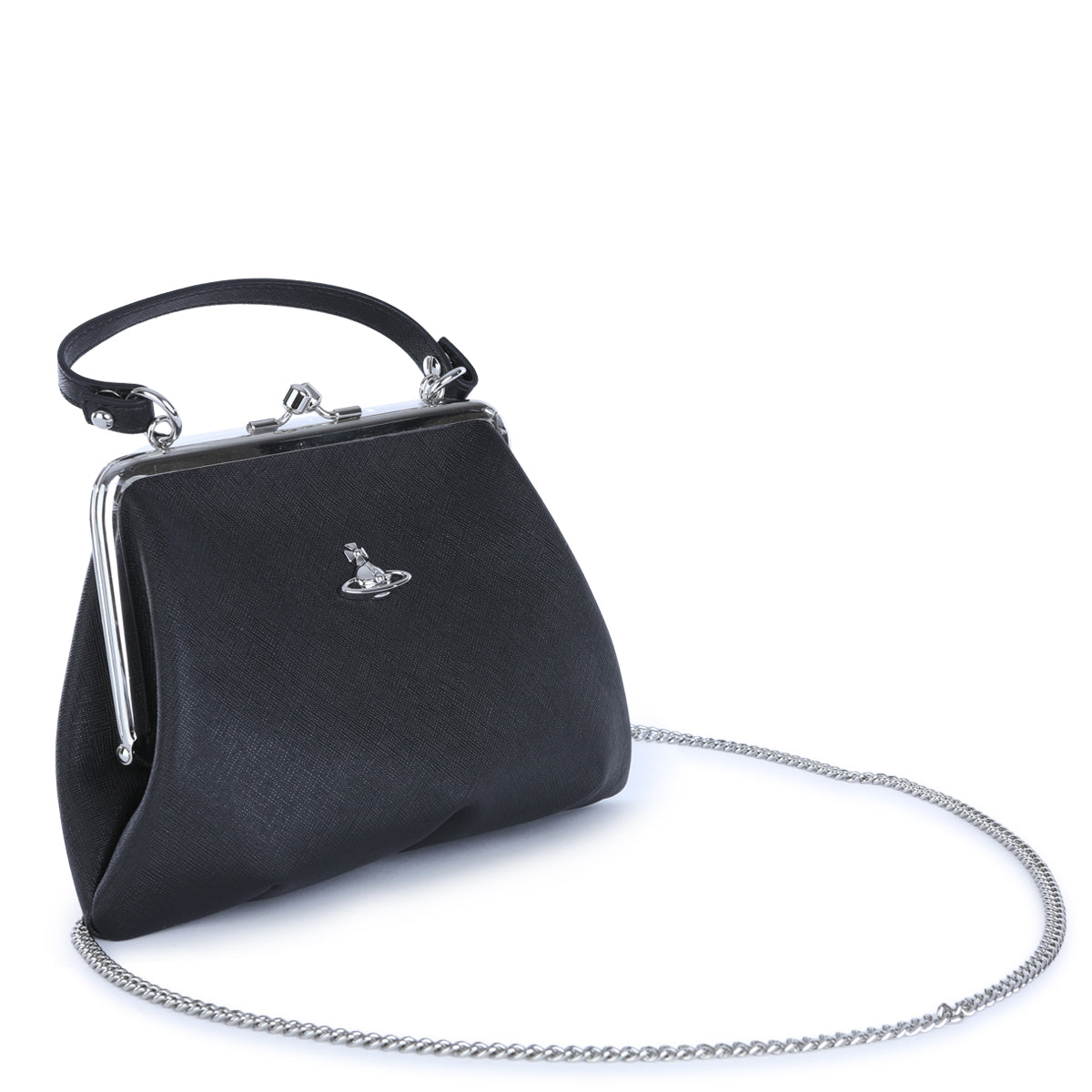 BLACK GRANNY FRAME TOP HANDLE BAG