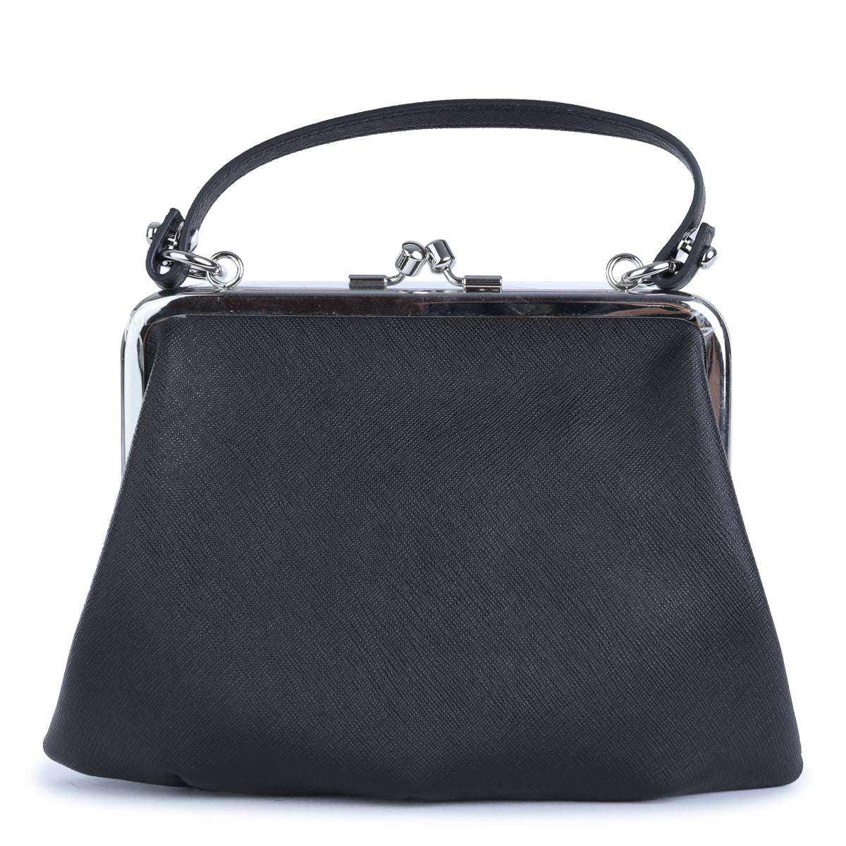 BLACK GRANNY FRAME TOP HANDLE BAG