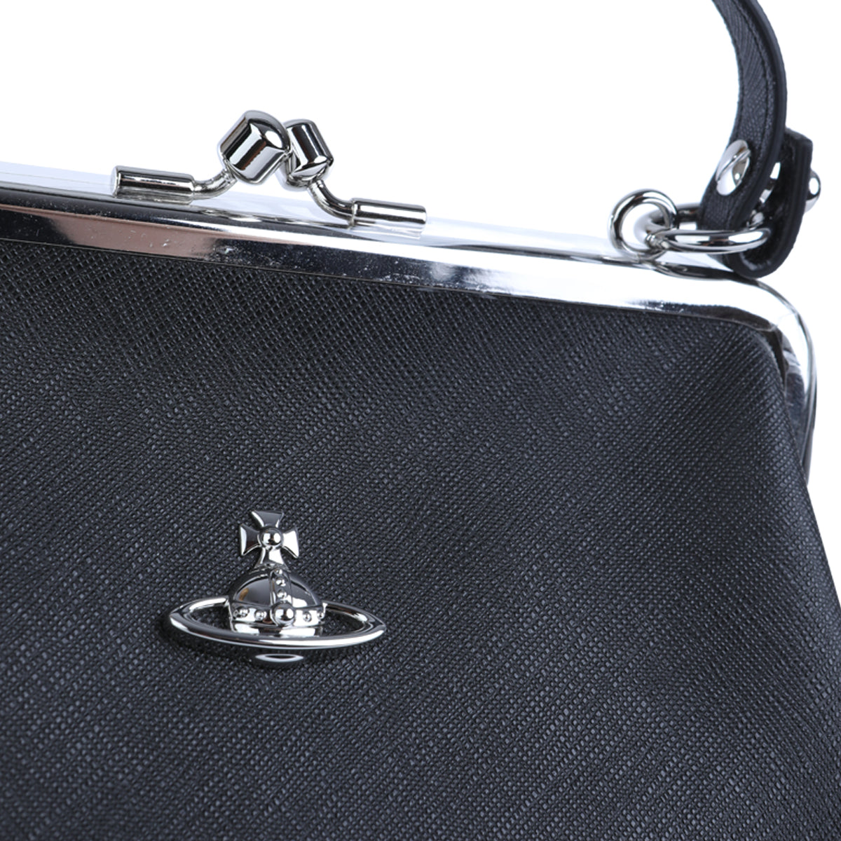 BLACK GRANNY FRAME TOP HANDLE BAG