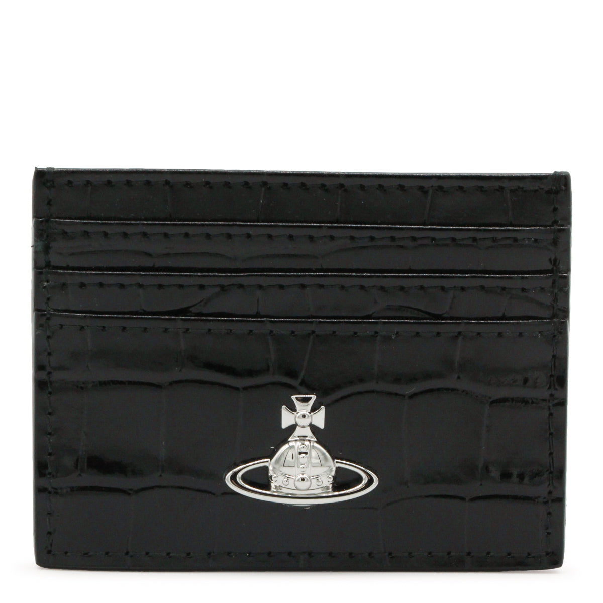 BLACK LEATHER ORB CARD HOLDER