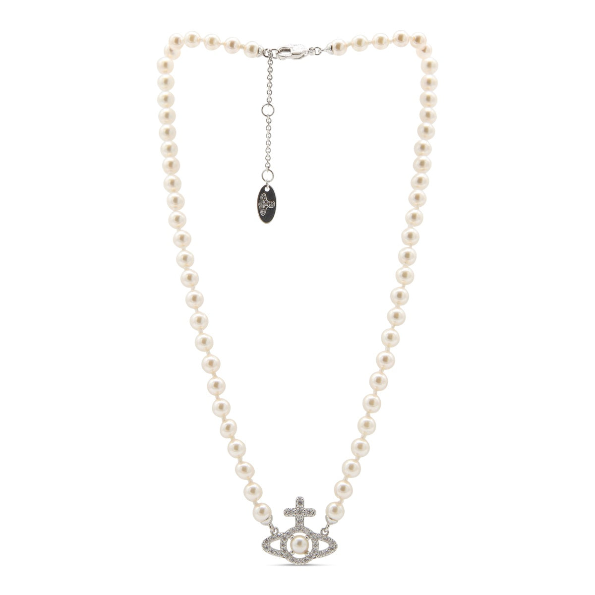 WHITE AND PLATINUM BRASS NECKLACE