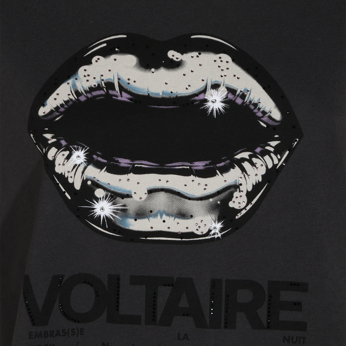 BLACK COTTON STRASS T-SHIRT