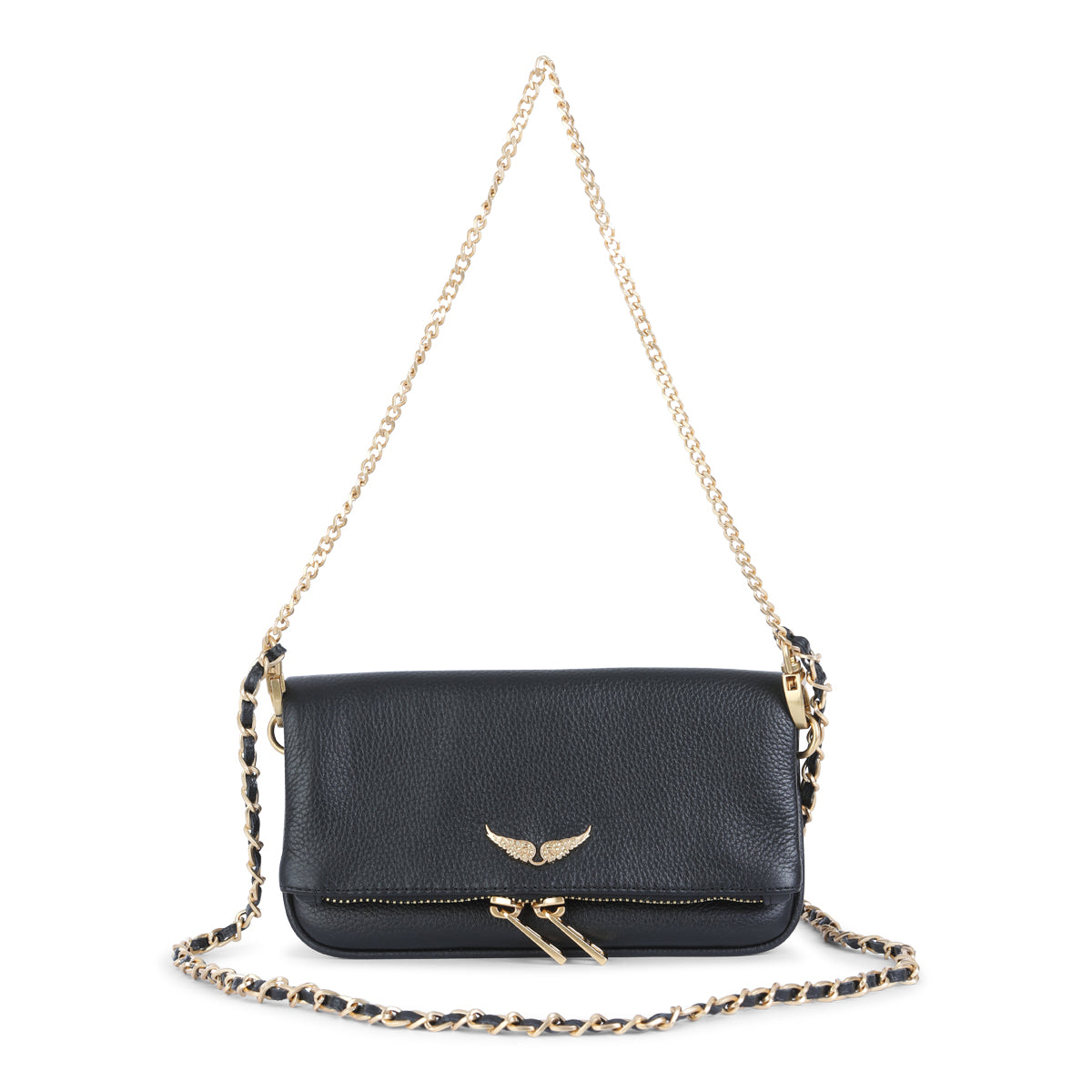 BLACK LEATHER NANO SHOULDER BAG