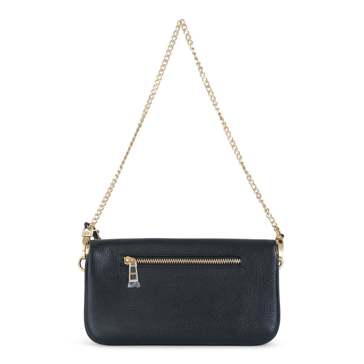 BLACK LEATHER NANO SHOULDER BAG