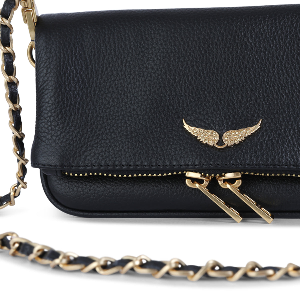 BLACK LEATHER NANO SHOULDER BAG