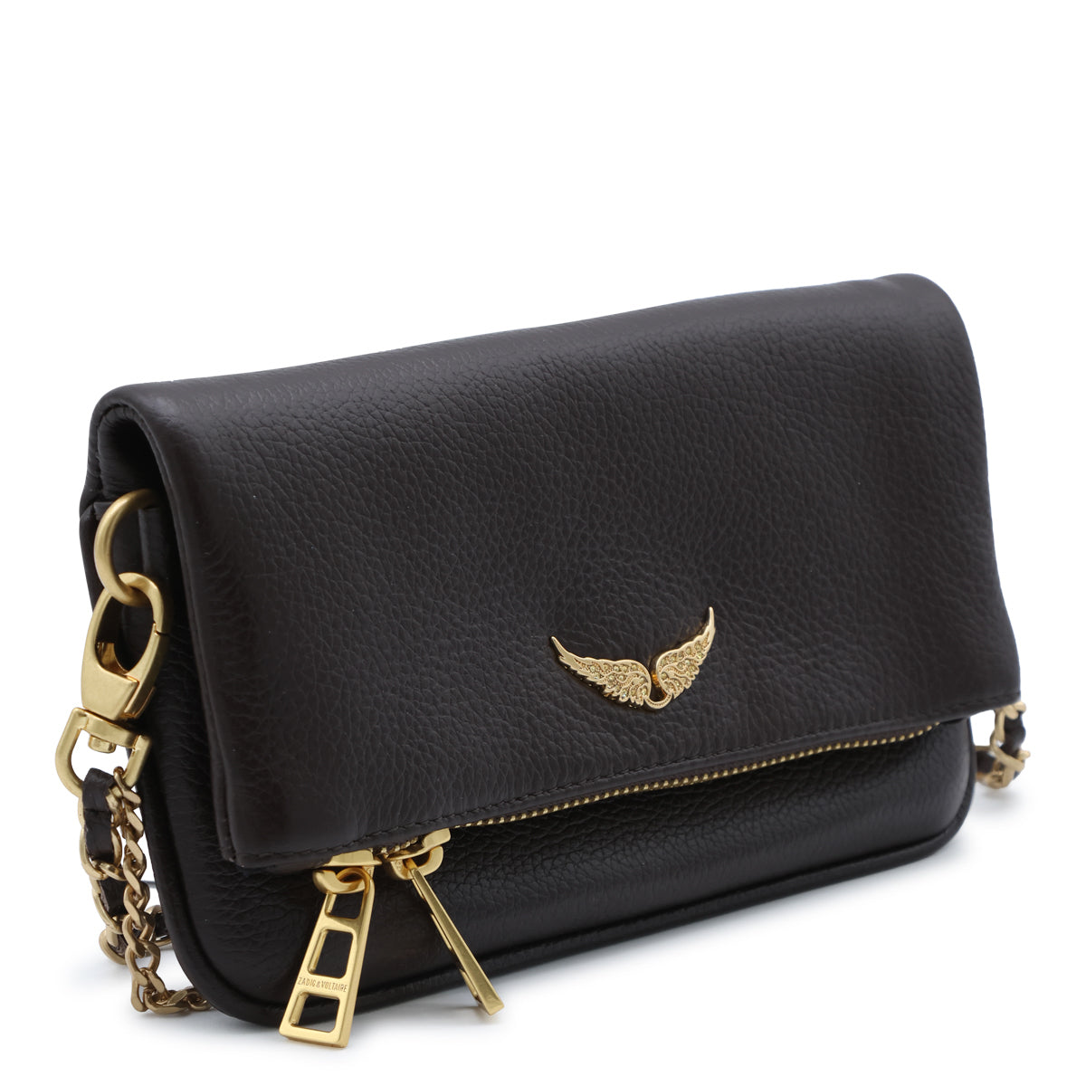 BROWN LEATHER ROCK NANO SHOULDER BAG