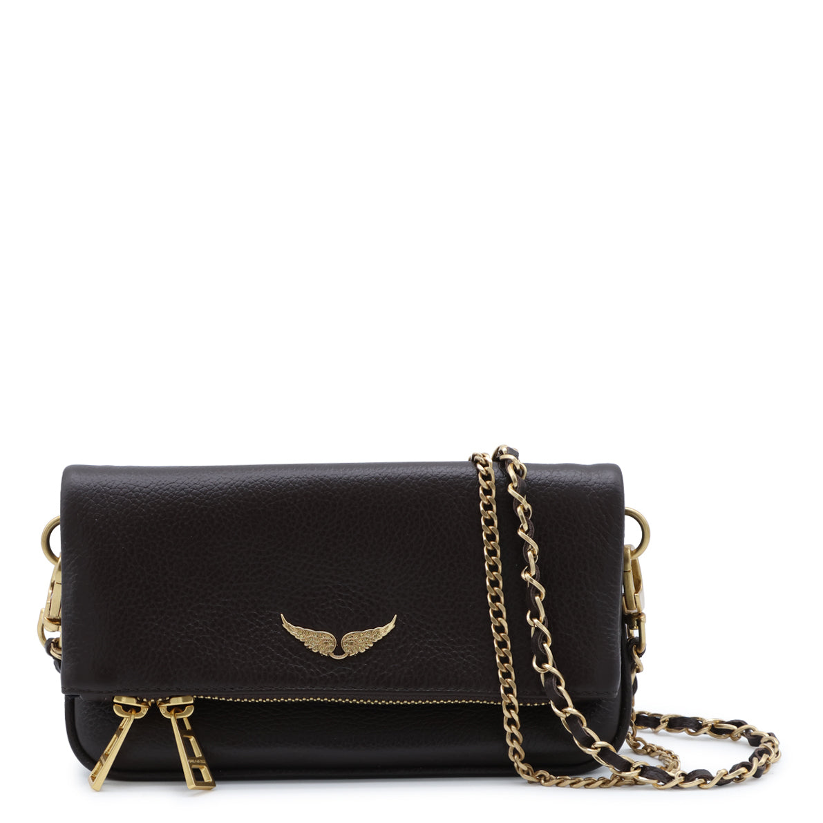 BROWN LEATHER ROCK NANO SHOULDER BAG