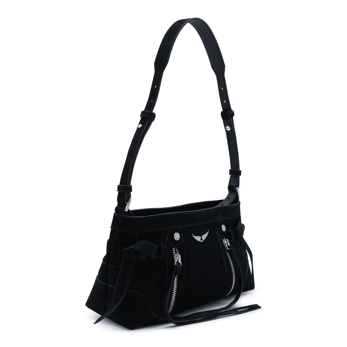 BLACK SUEDE MADISON MINI SHOULDER BAG