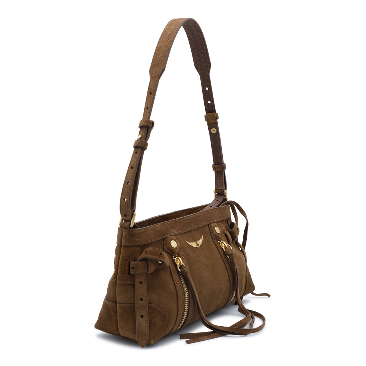 COGNAC SUEDE MADISON MINI SHOULDER BAG
