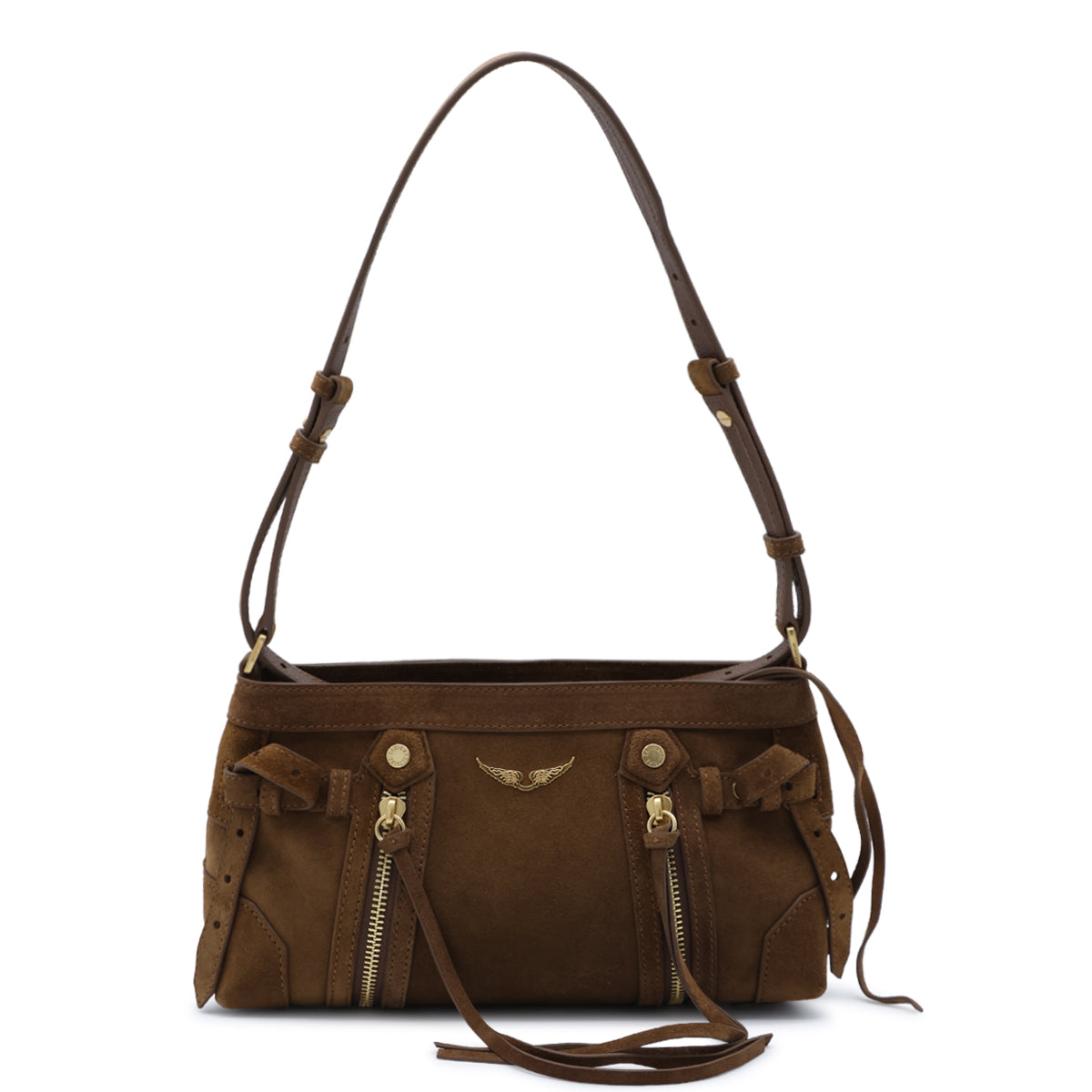 COGNAC SUEDE MADISON MINI SHOULDER BAG