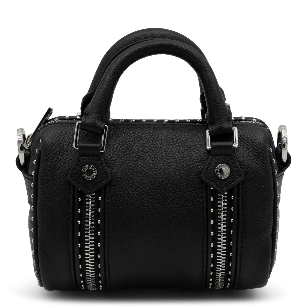 BLACK LEATHER SUNNY NANO STUDS SHOULDER BAG