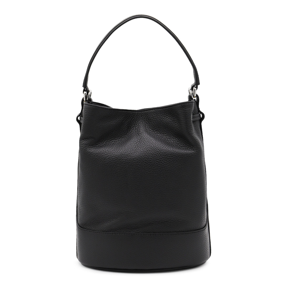 BLACK LEATHER MONDA' SATCHEL