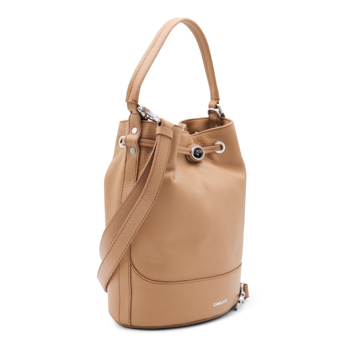 BEIGE LEATHER MONDA SATCHEL