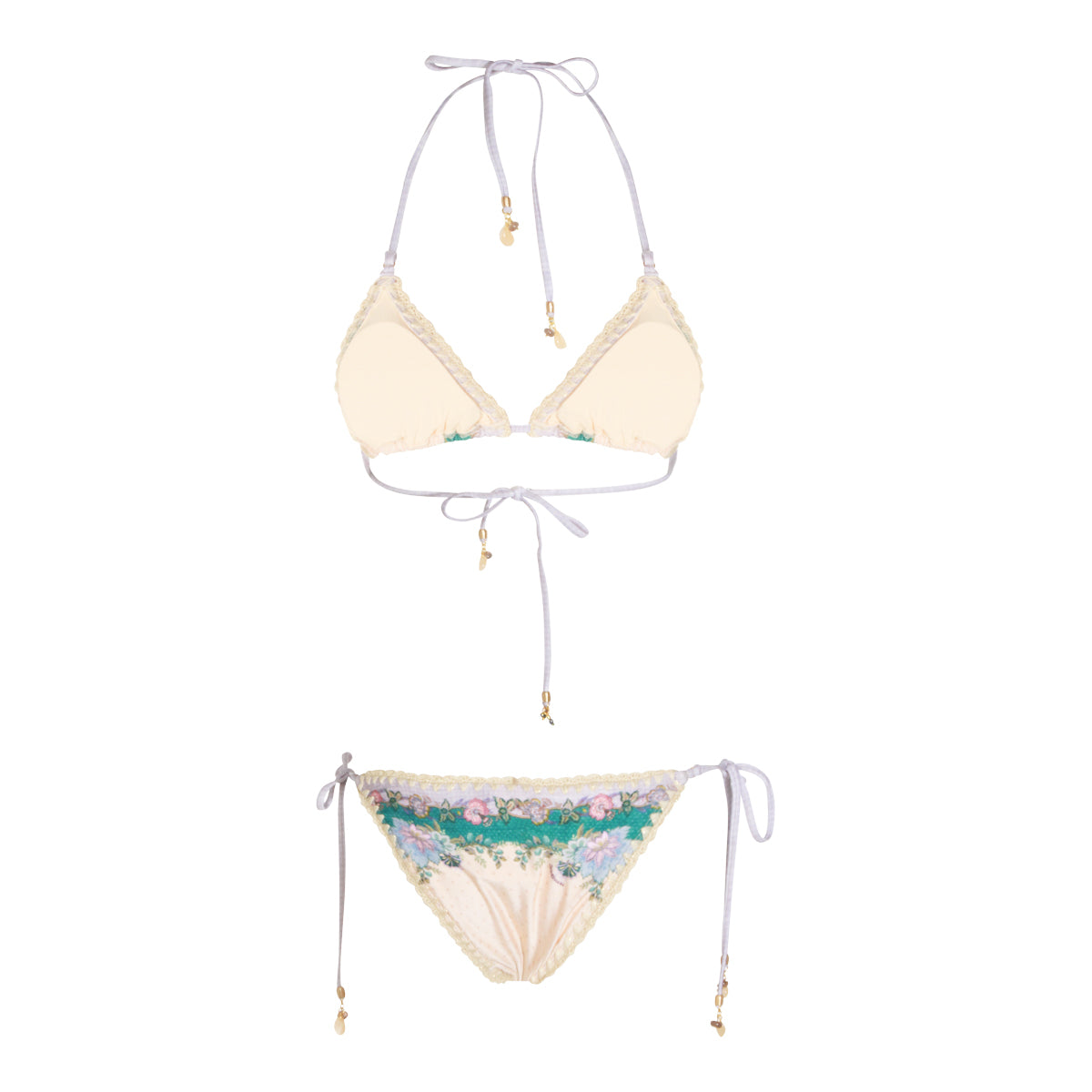 CREAM SCARF FLORAL BIKINI BEACHWEAR