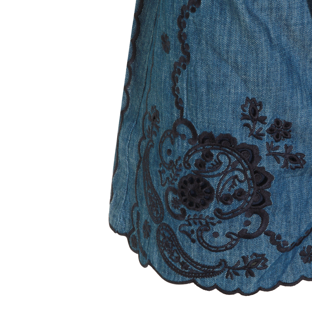 RAILWAY BLUE COTTON SHORTS
