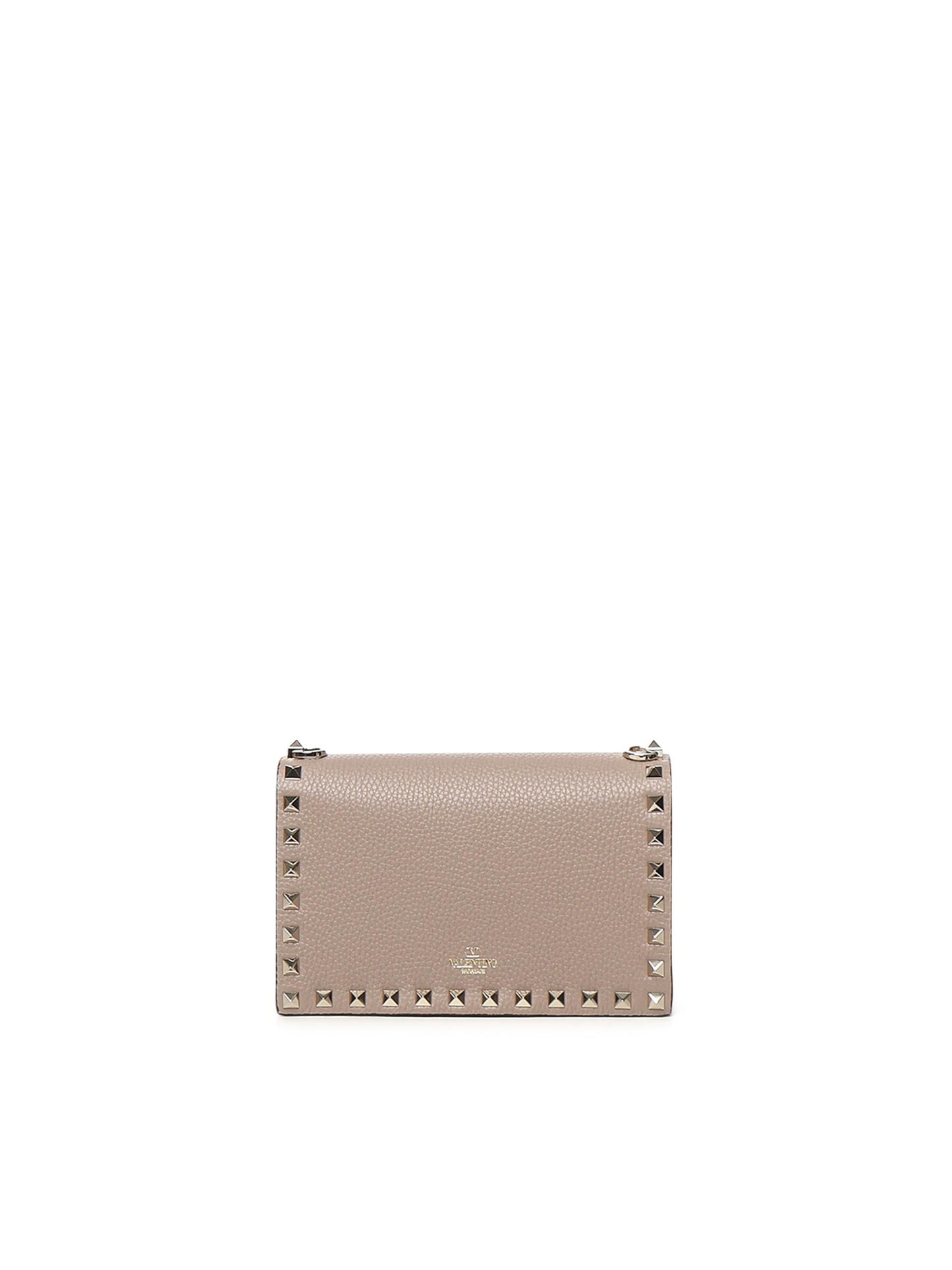 Mini bag con catena Rockstud in vitello granato