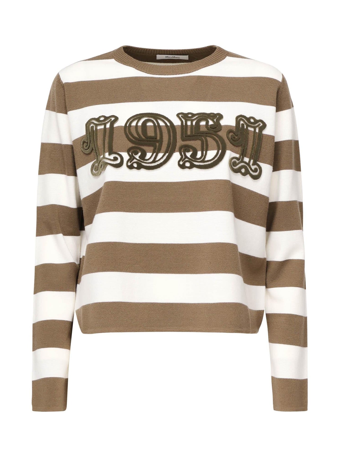 Maglia a righe in lana con ricamo