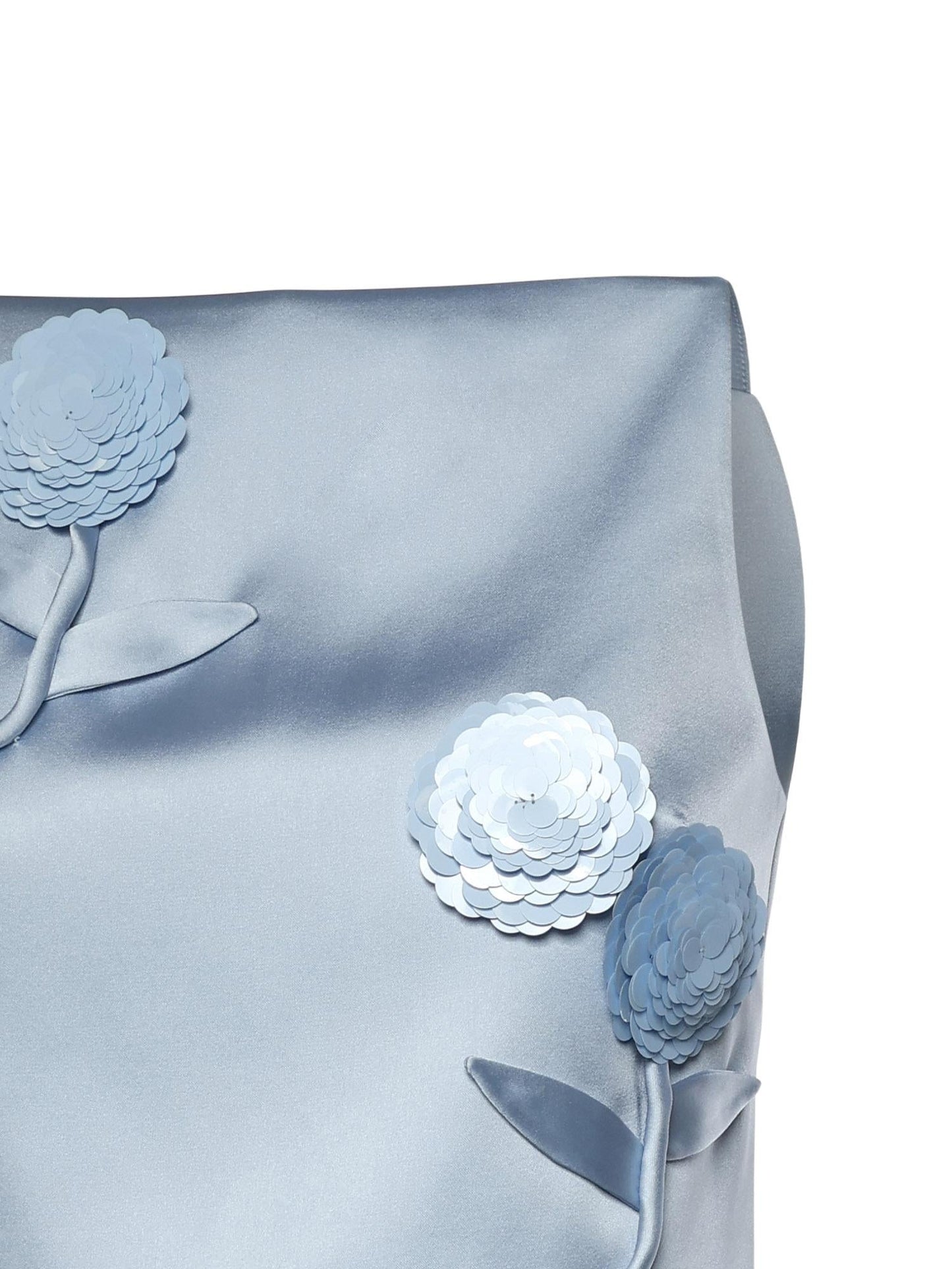 Top in raso con applicazioni floreali