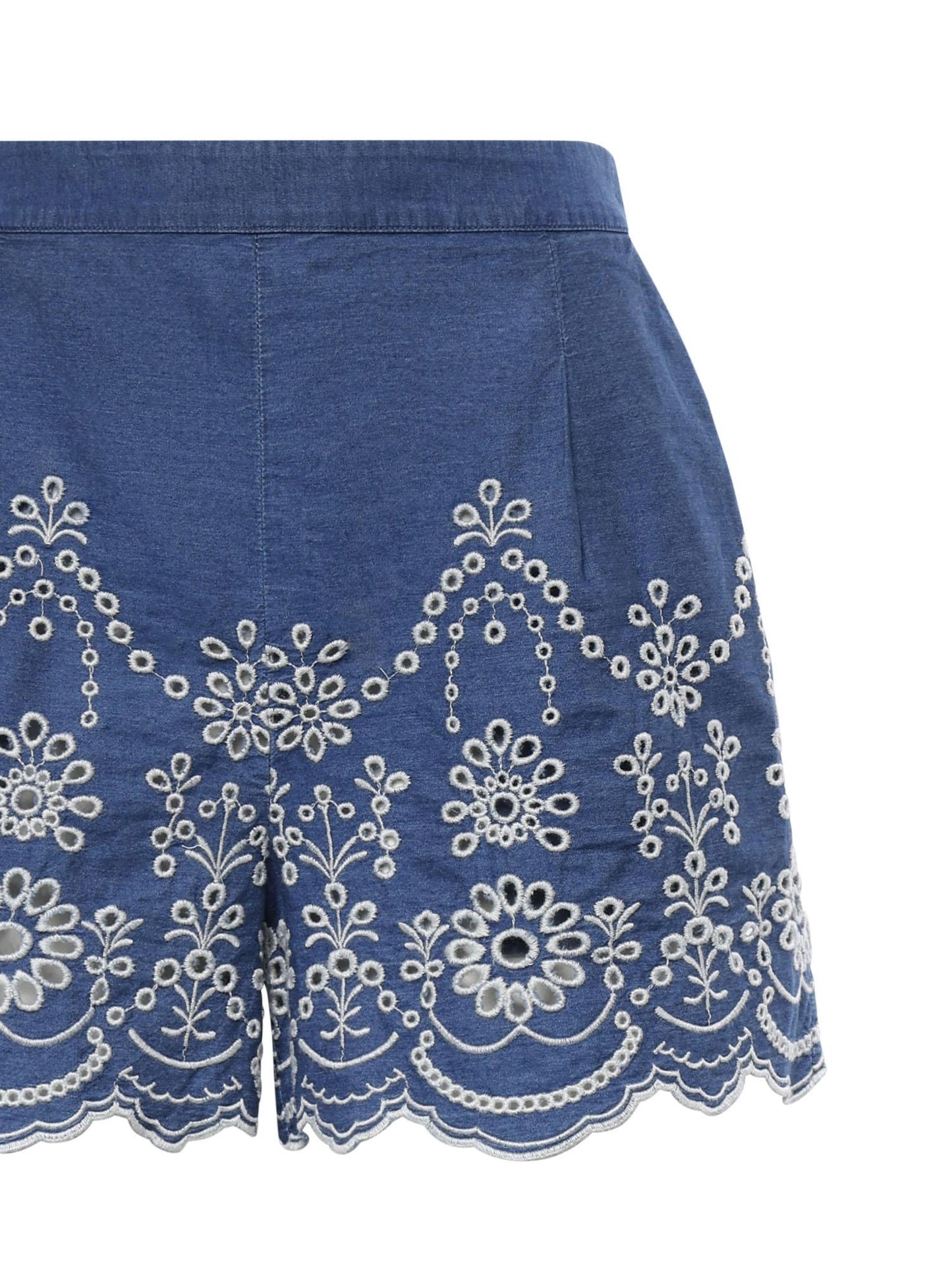 Short Amani in chambray con ricamo
