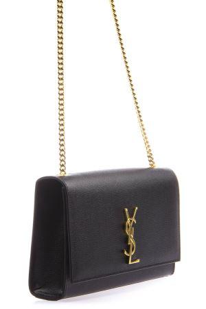 Pochette con catena Cassandre in pelle grain de poudre