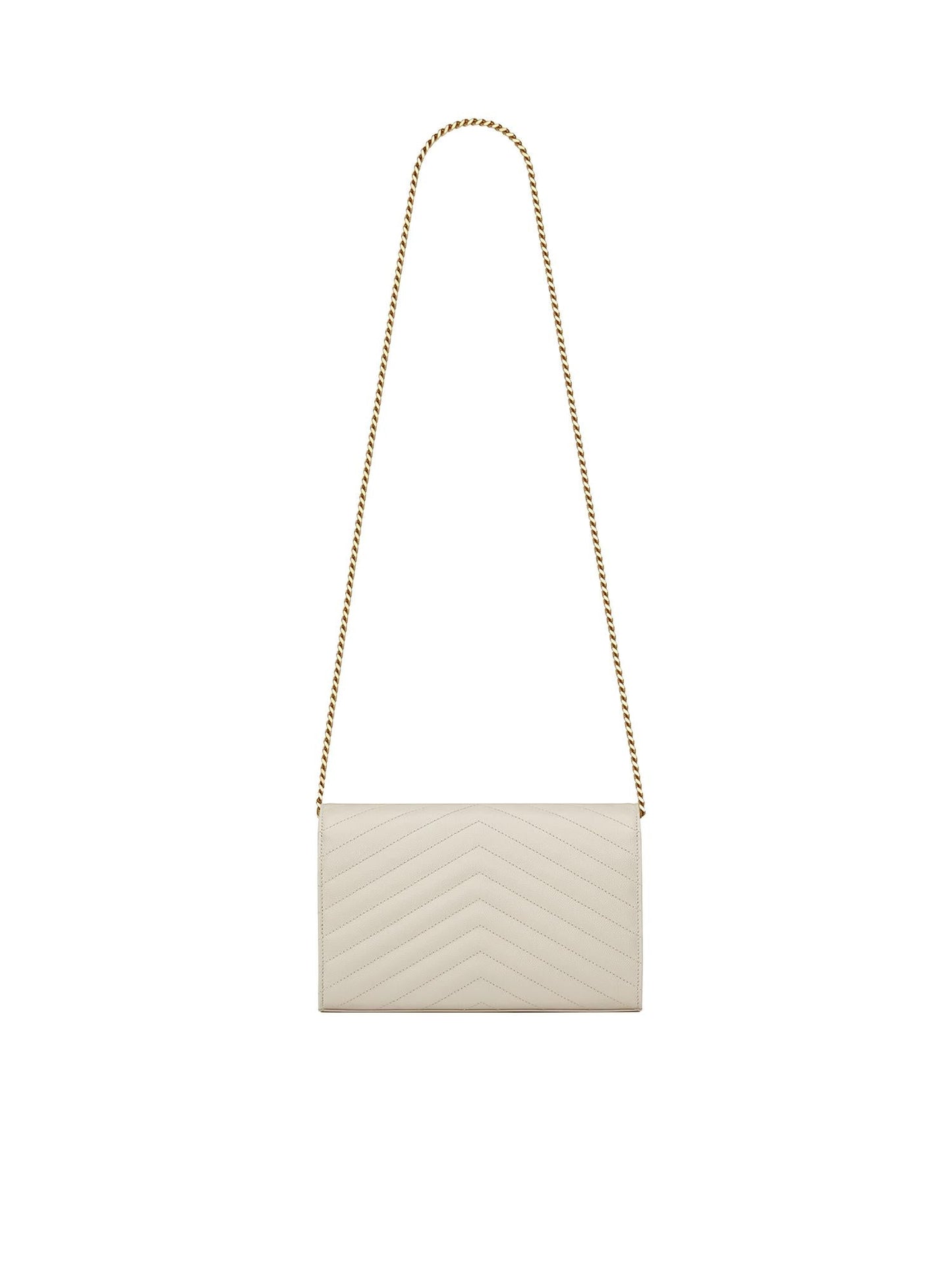 Pochette con catena Cassandre in pelle grain de poudre