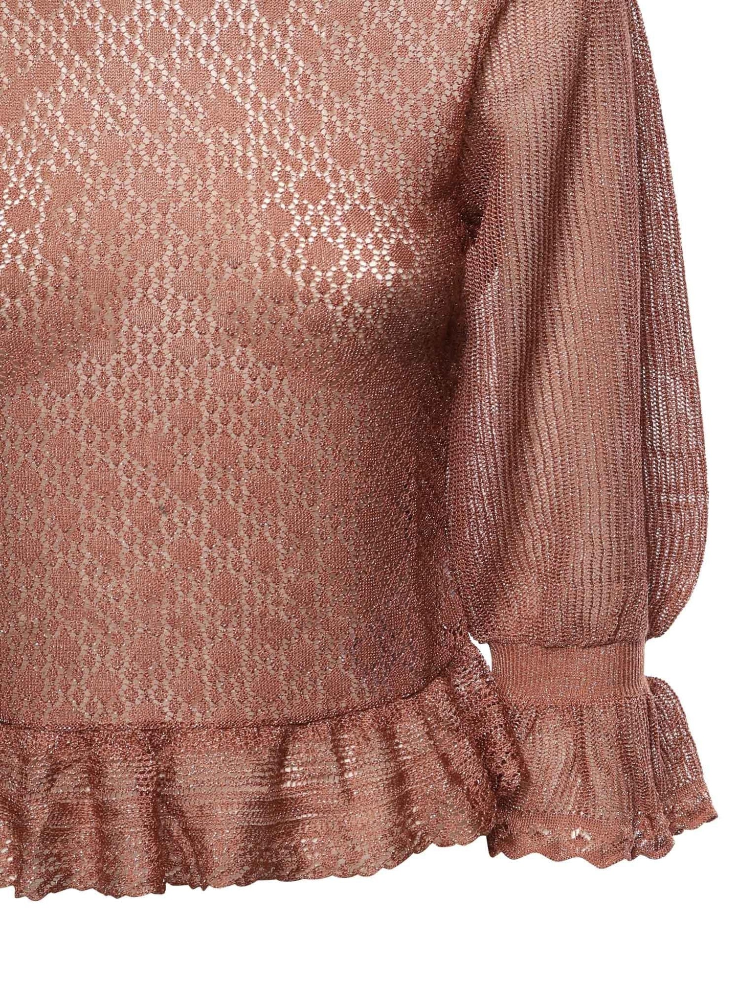 Pullover con volant in maglia di lurex