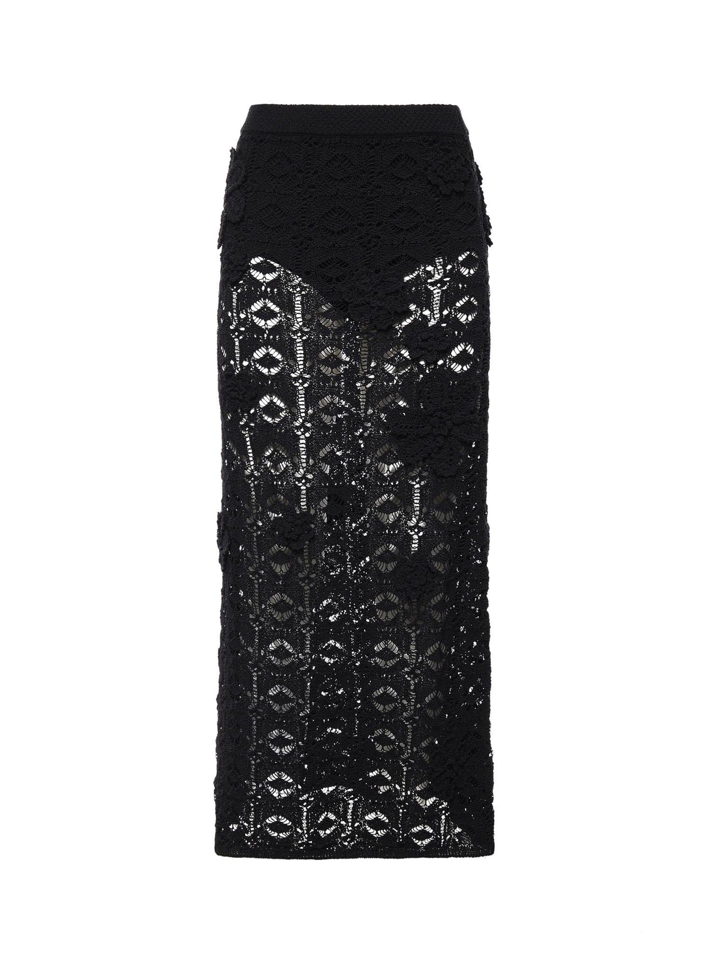 Gonna midi in crochet con fiori