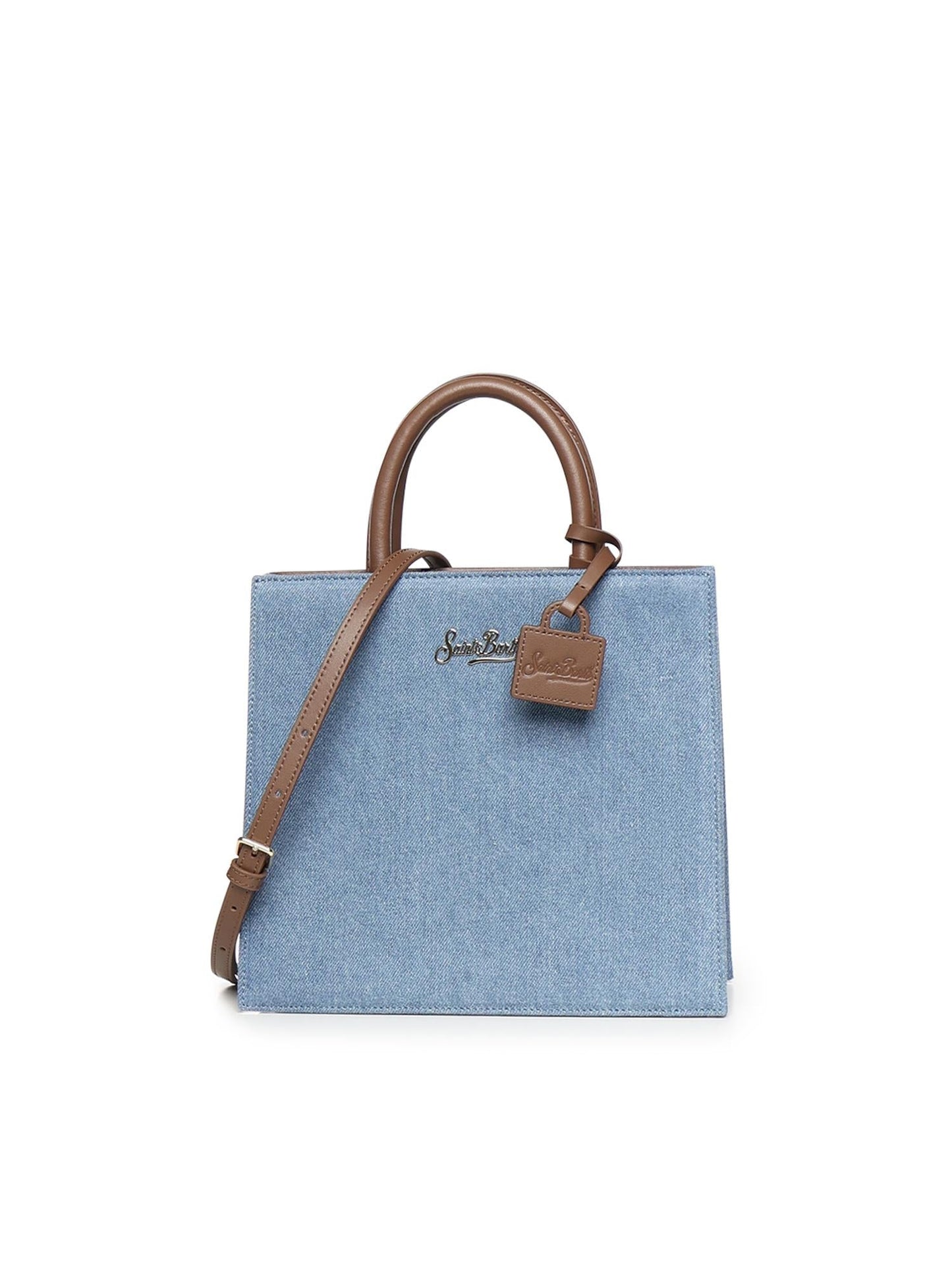 Borsa Shop Midi in denim e pelle