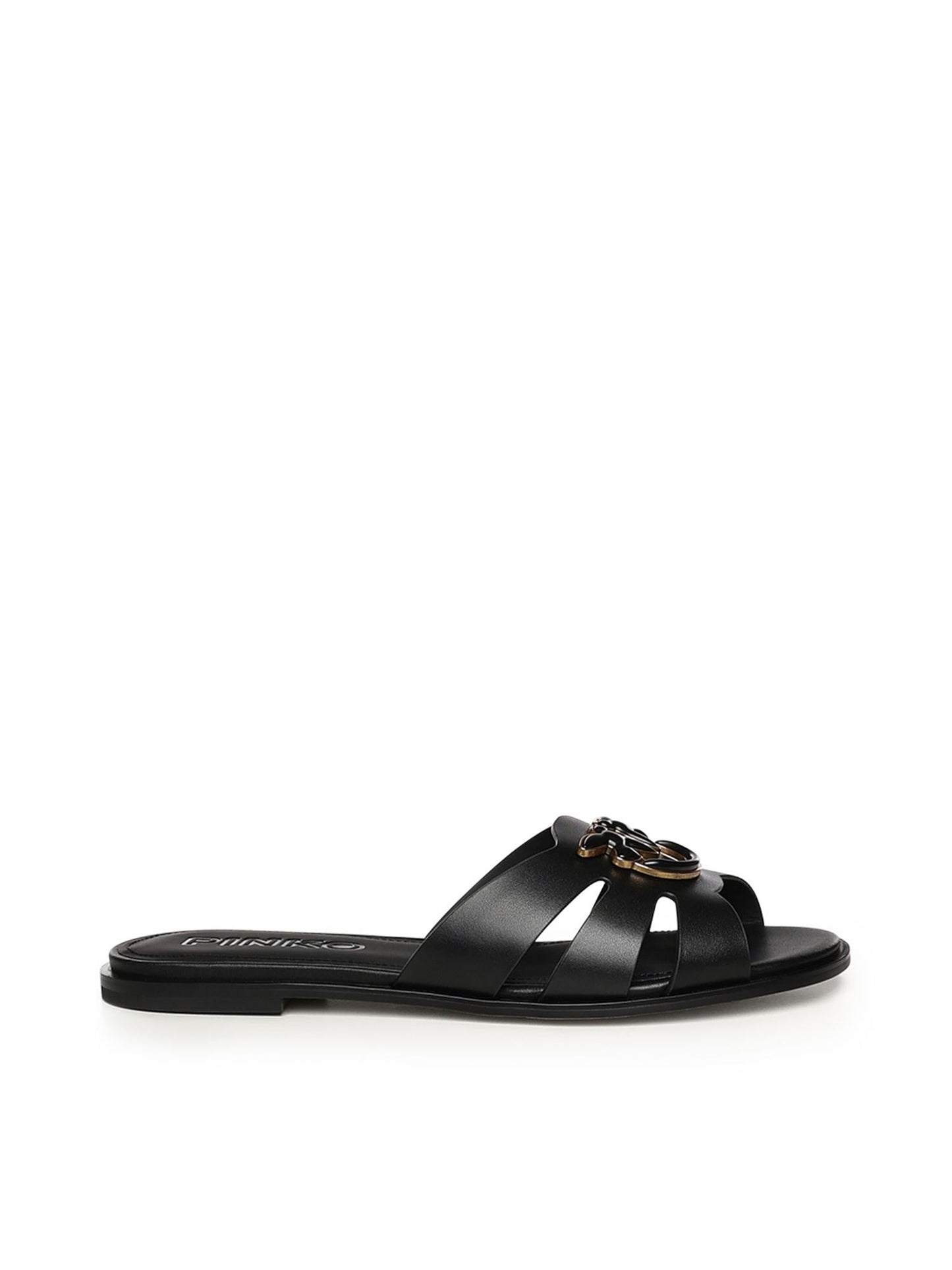 Slipper in pelle con logo
