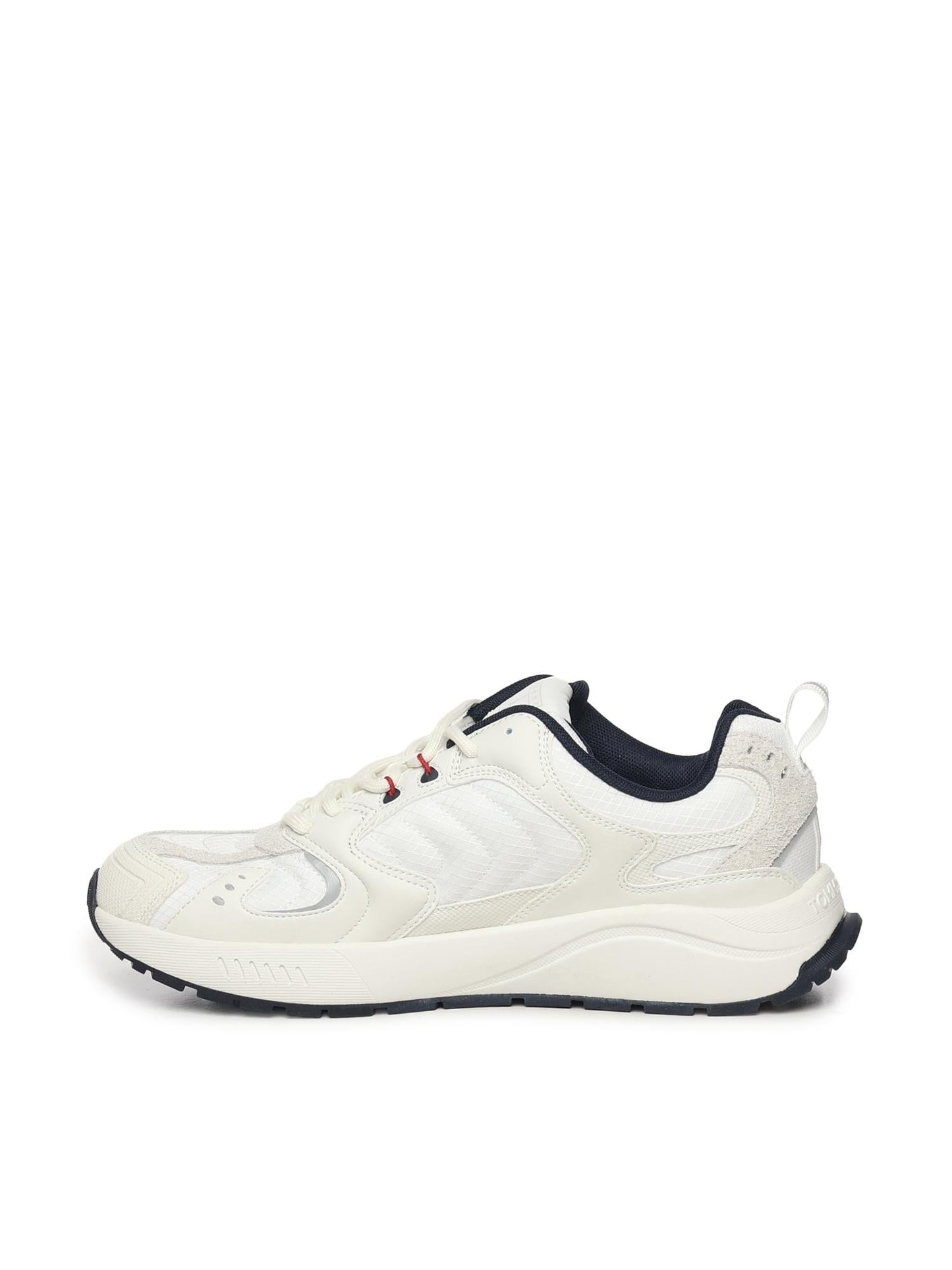Sneakers con mix di texture e logo