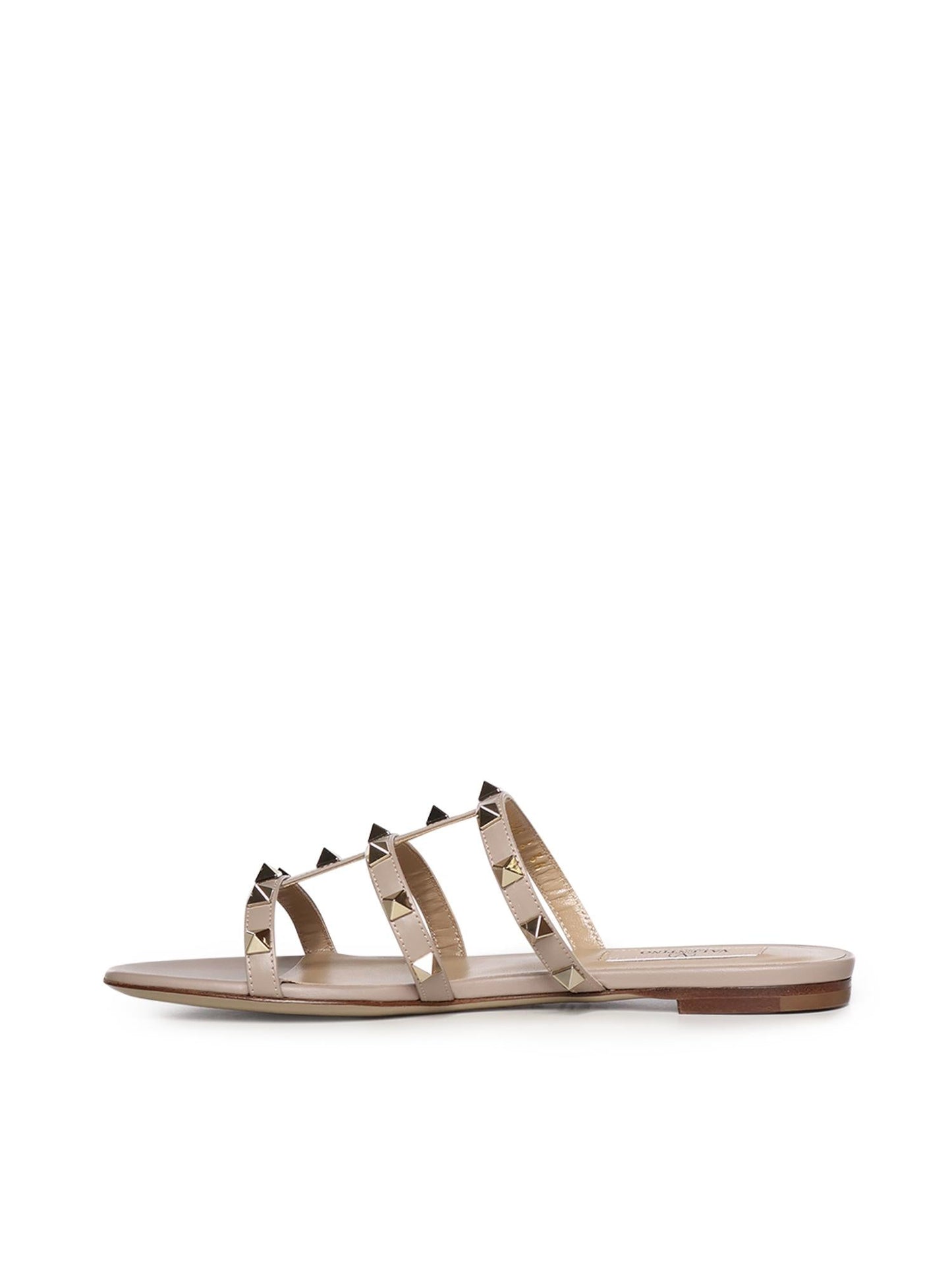 Sandalo slide Rockstud in pelle