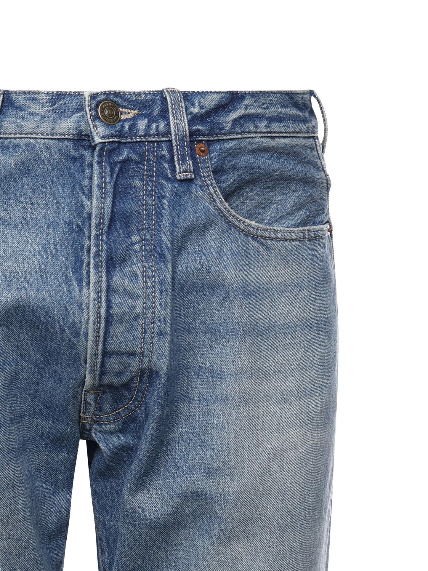 Jeans dritti in denim di cotone