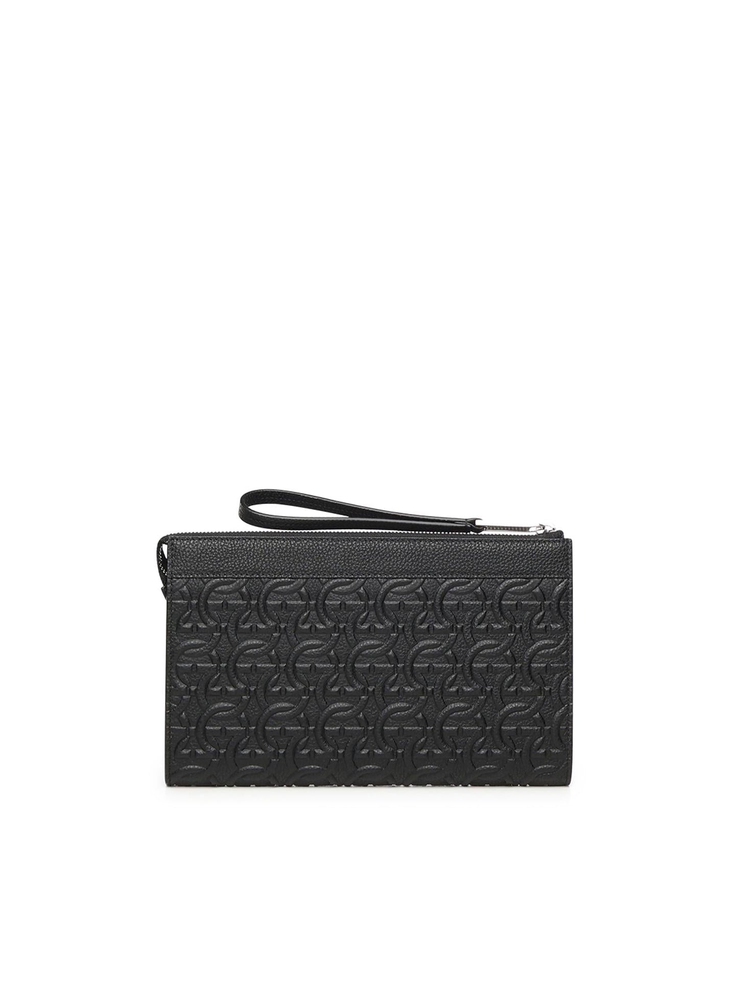 Pouch con goffratura Gancini
