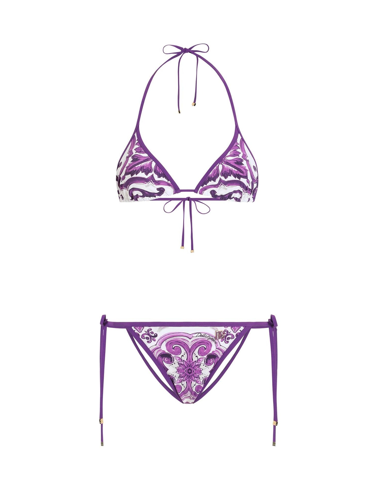 Bikini a triangolo con stampa maiolica
