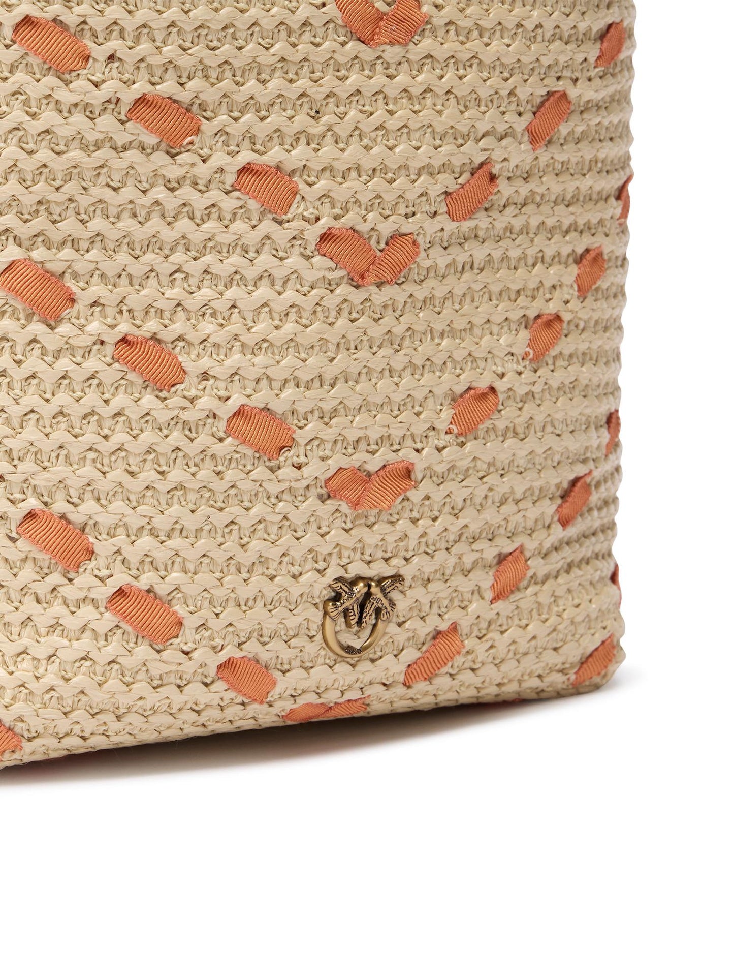 Borsa a tracolla Bucket Mini in rafia con motivo chevron