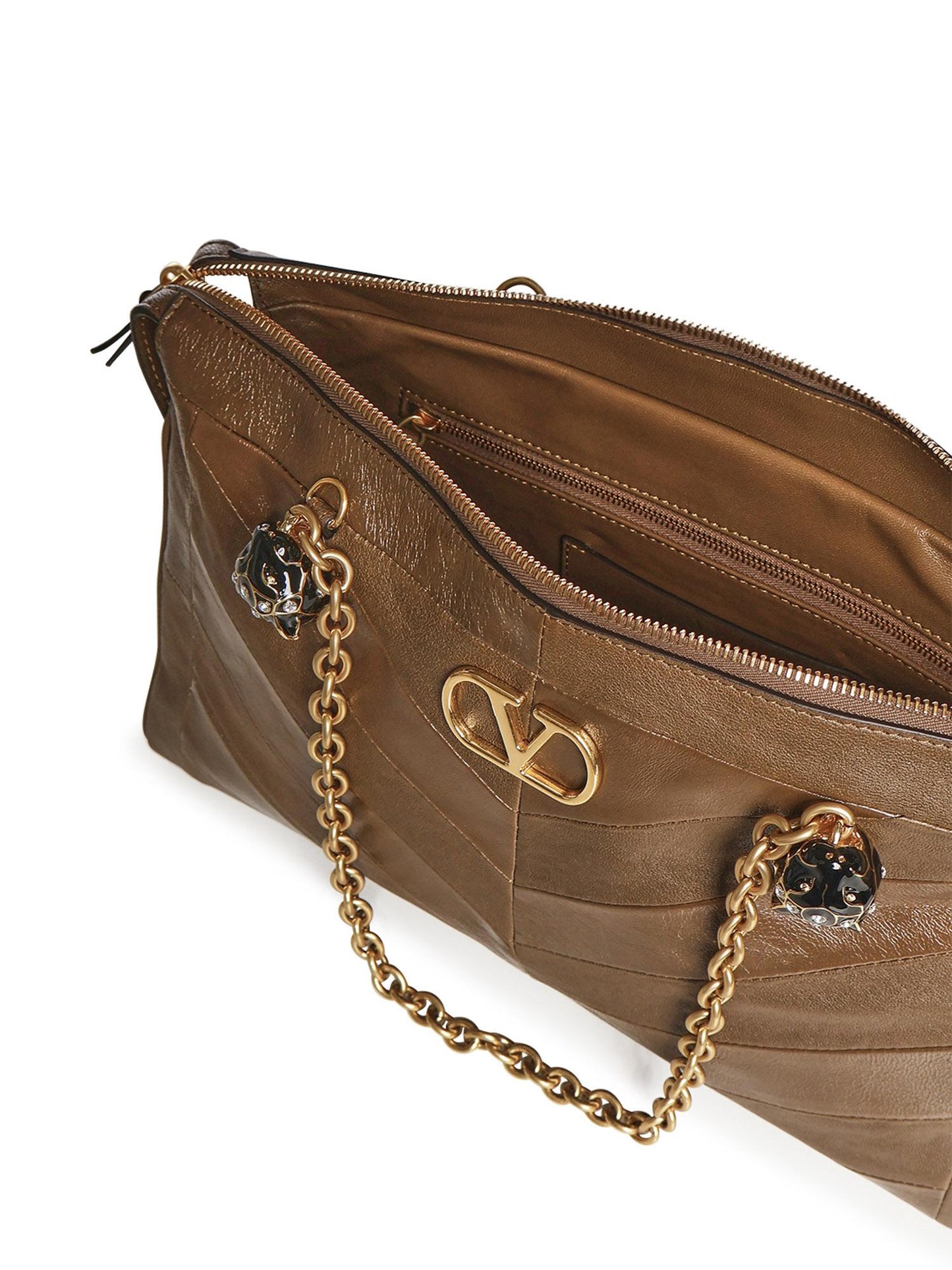 Borsa a spalla Panthea in nappa motivo chevron