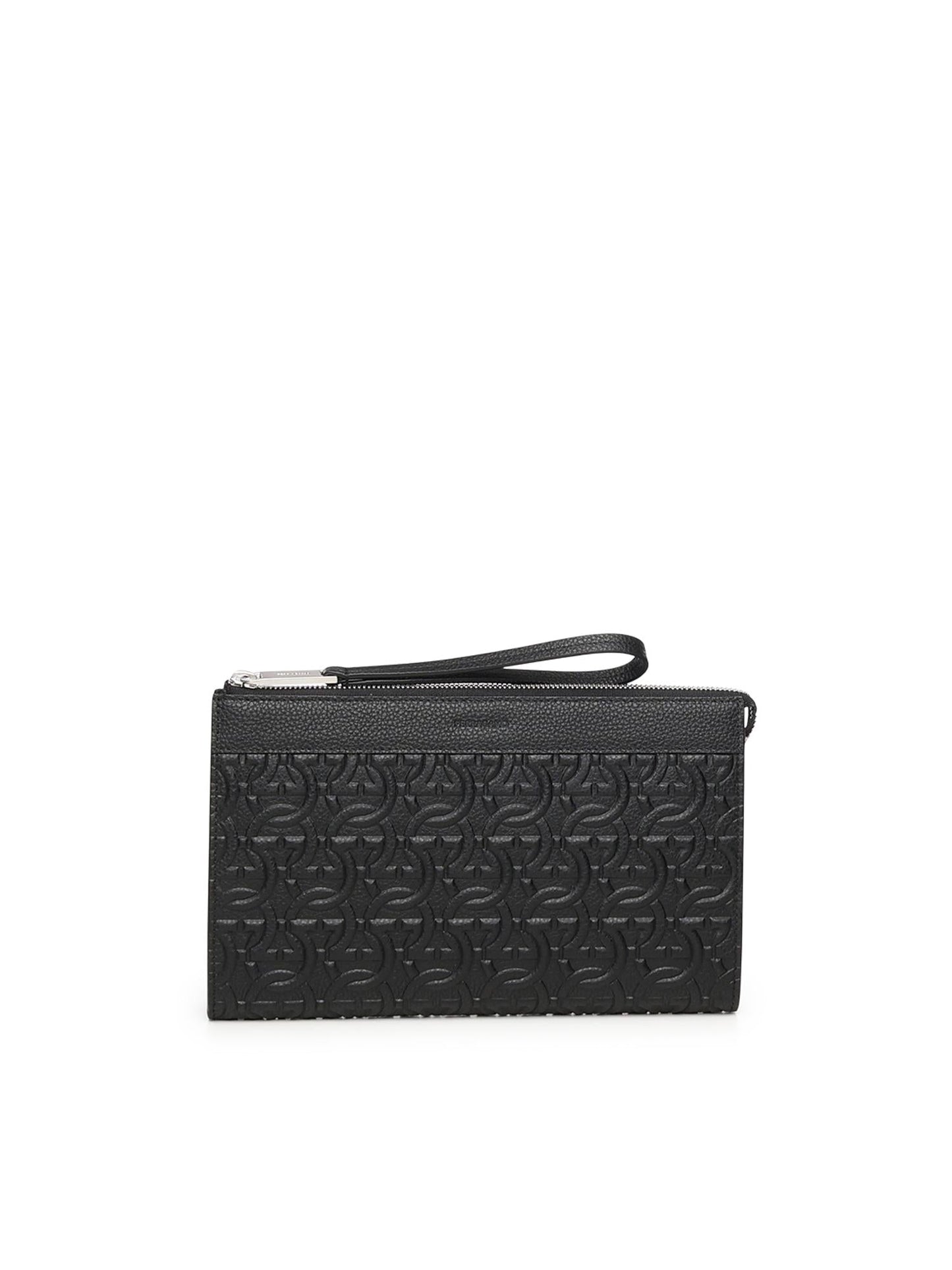 Pouch con goffratura Gancini