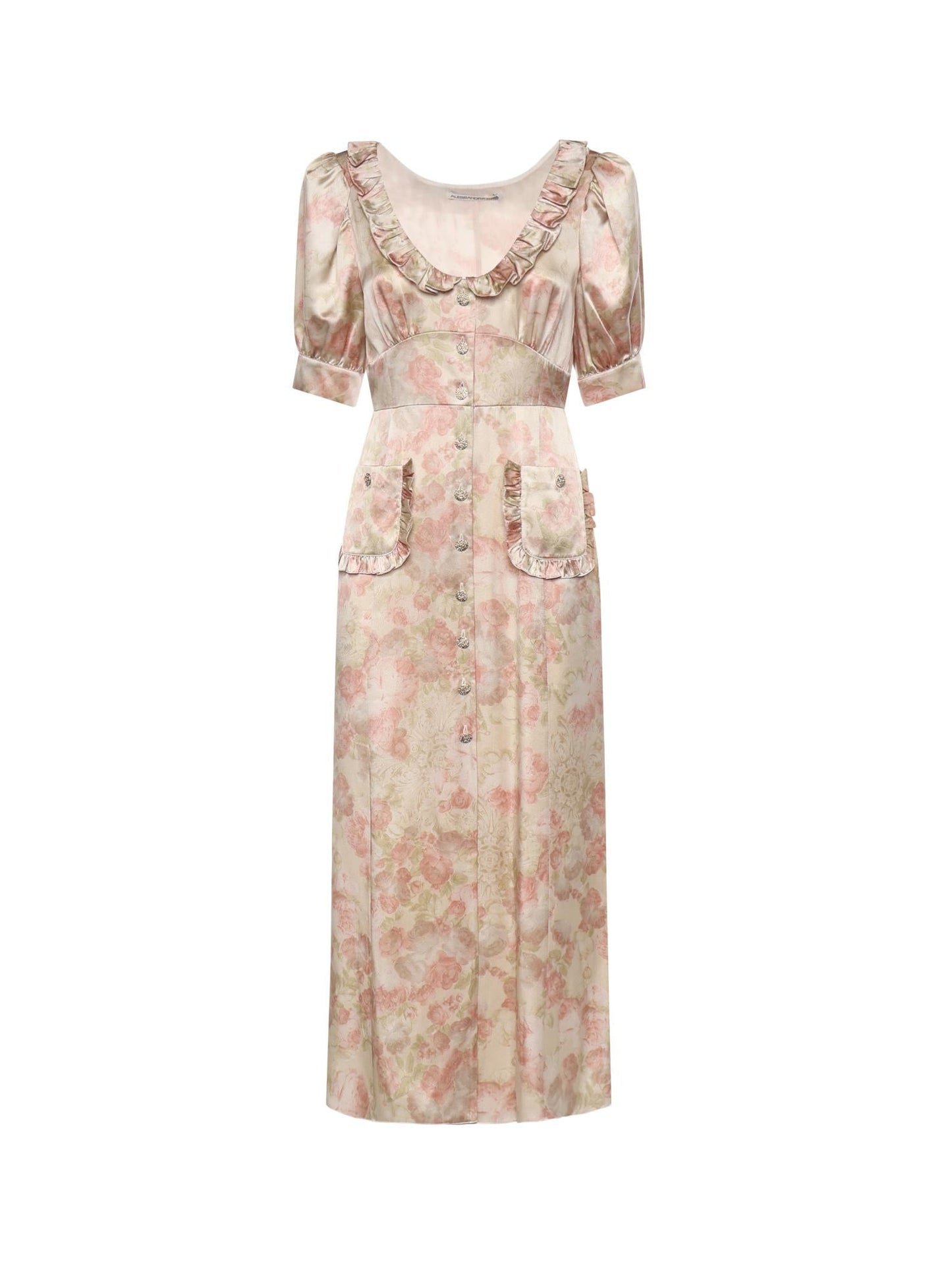 Abito midi in jacquard di seta stampata