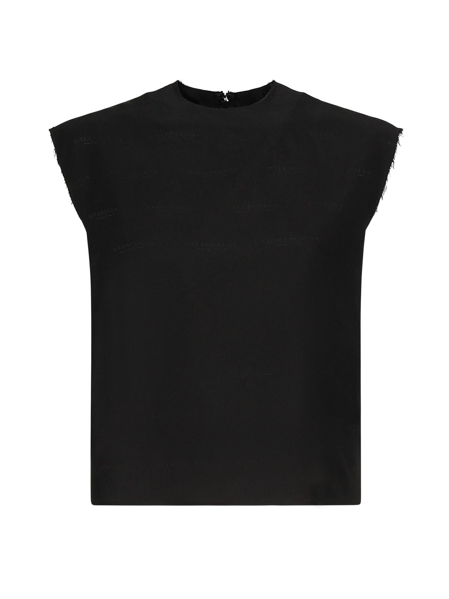Top smanicato in jacquard di seta