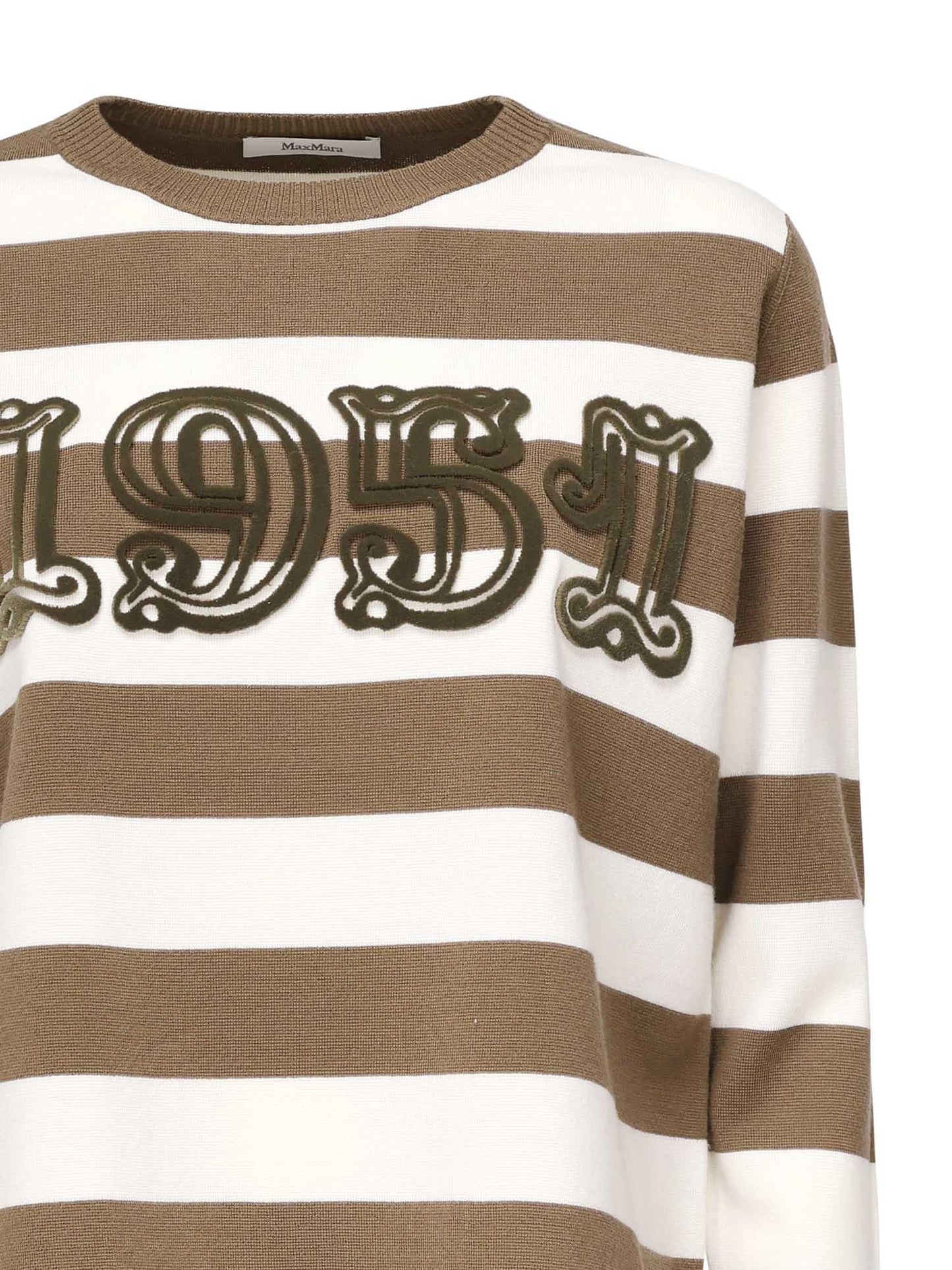 Maglia a righe in lana con ricamo