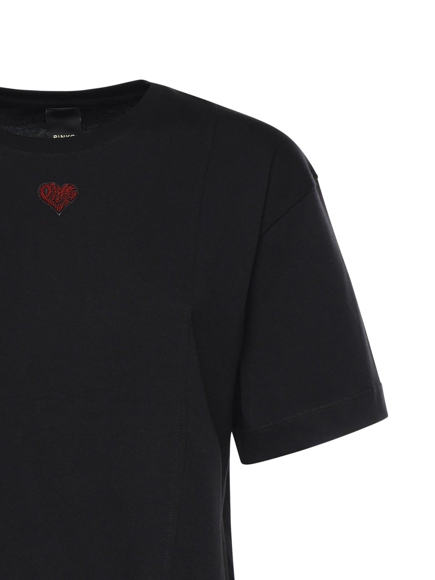 T-shirt con ricamo cuore in cotone