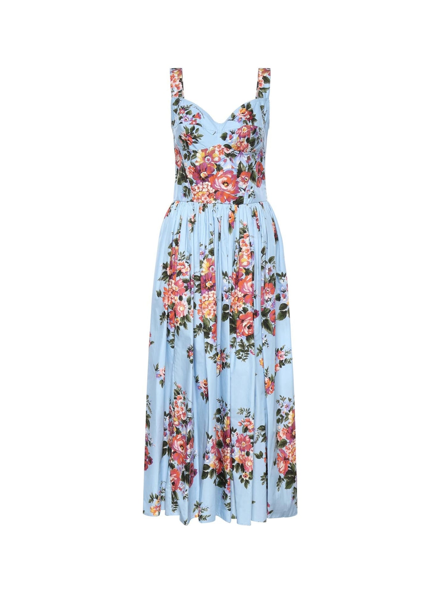 Abito bustier in cotone con stampa floreale