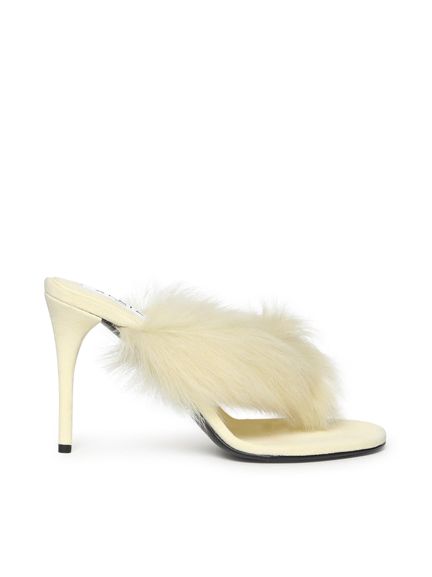 Mule infradito in pelle con shearling