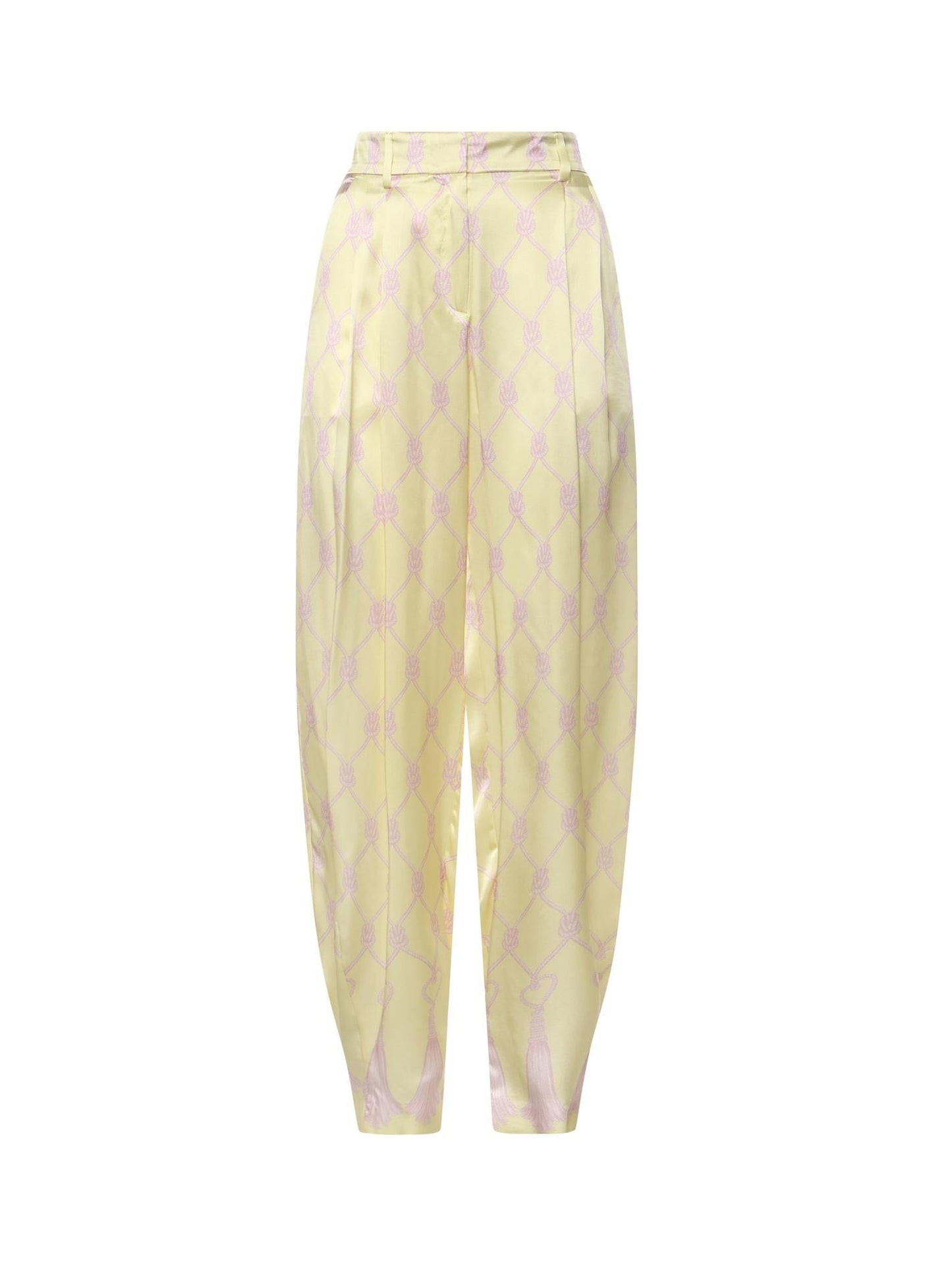 Pantaloni in seta con stampa nappine