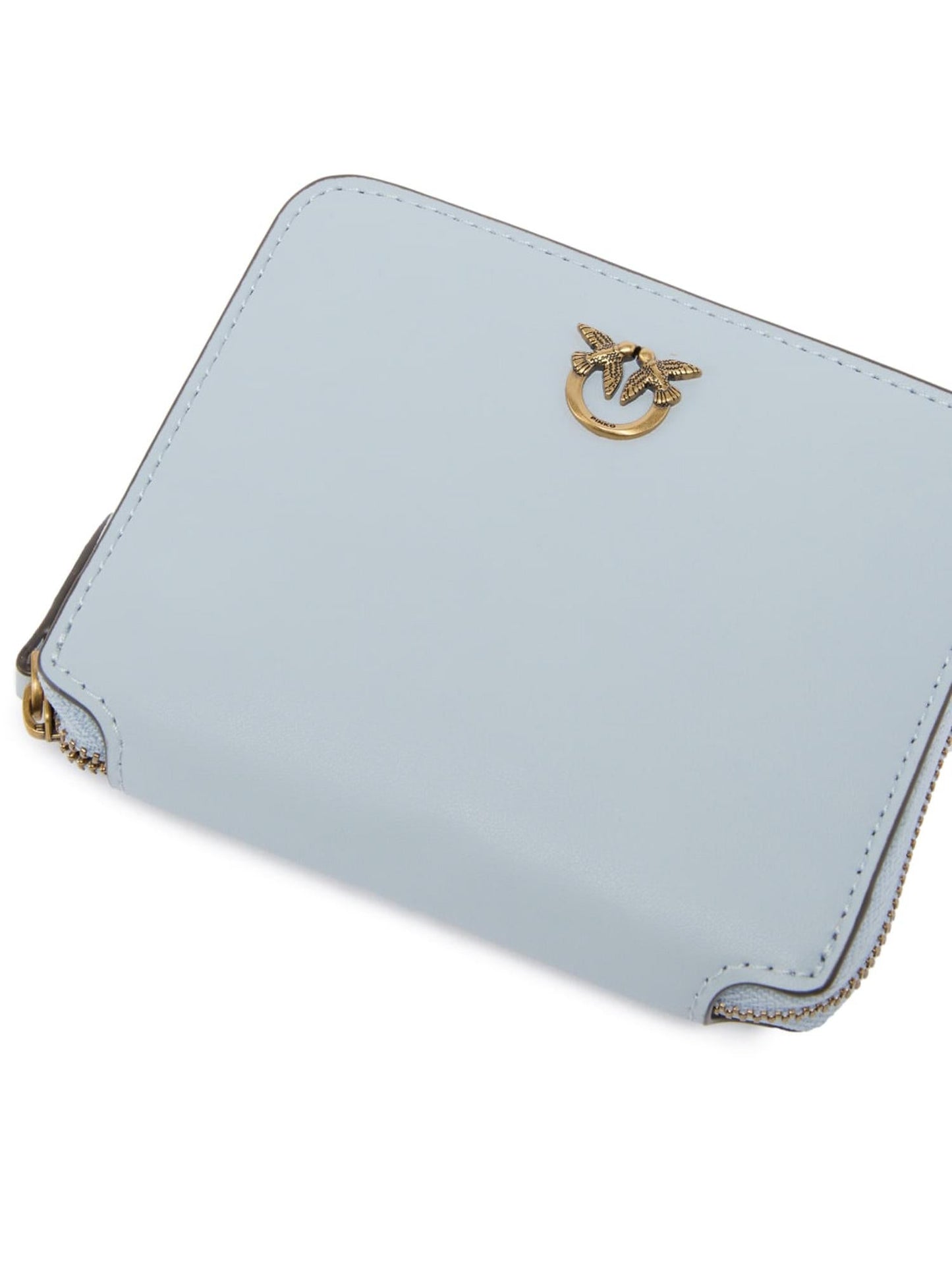 Portafoglio quadrato zip-around in pelle