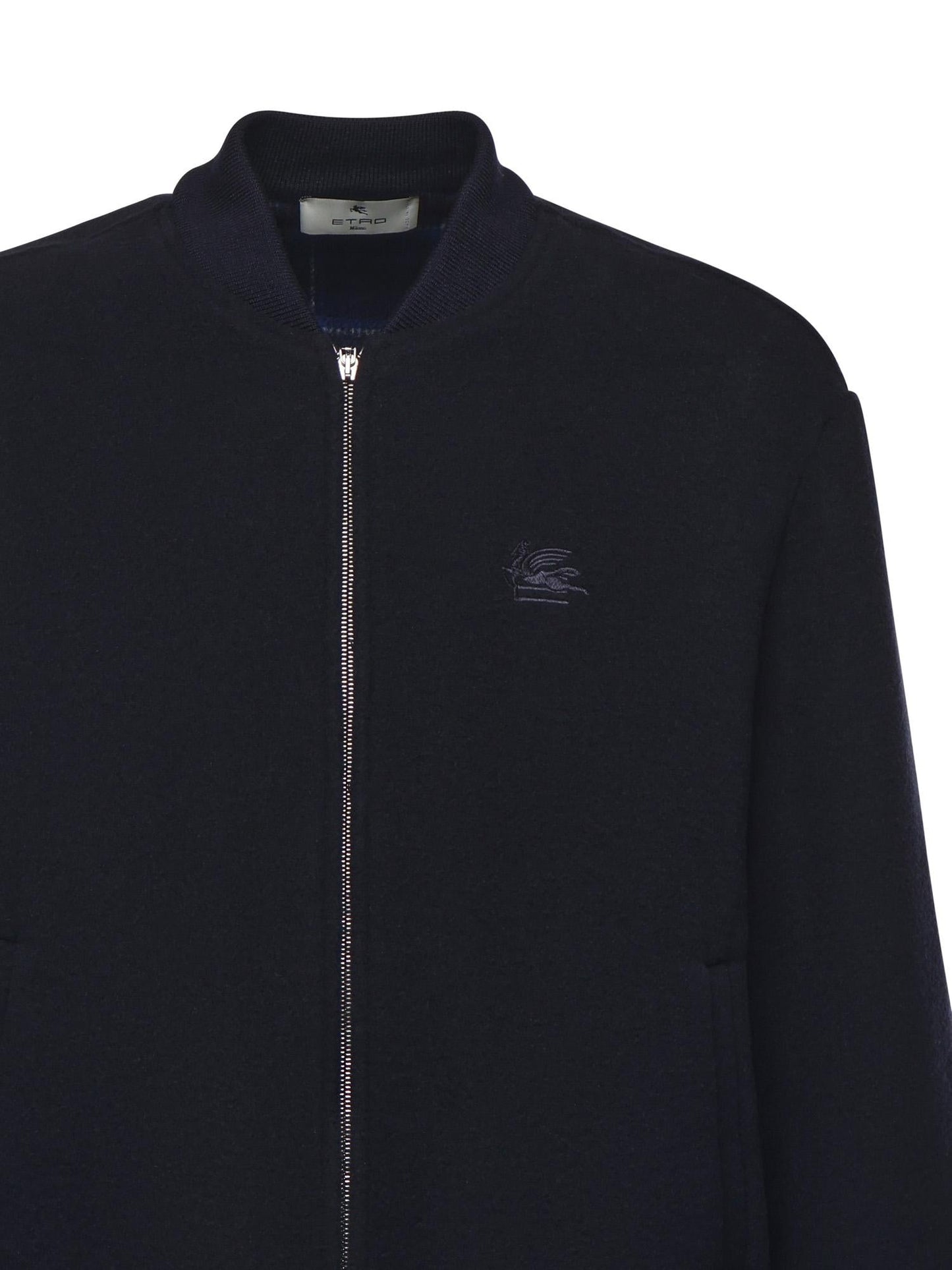 Bomber in lana con logo ricamato