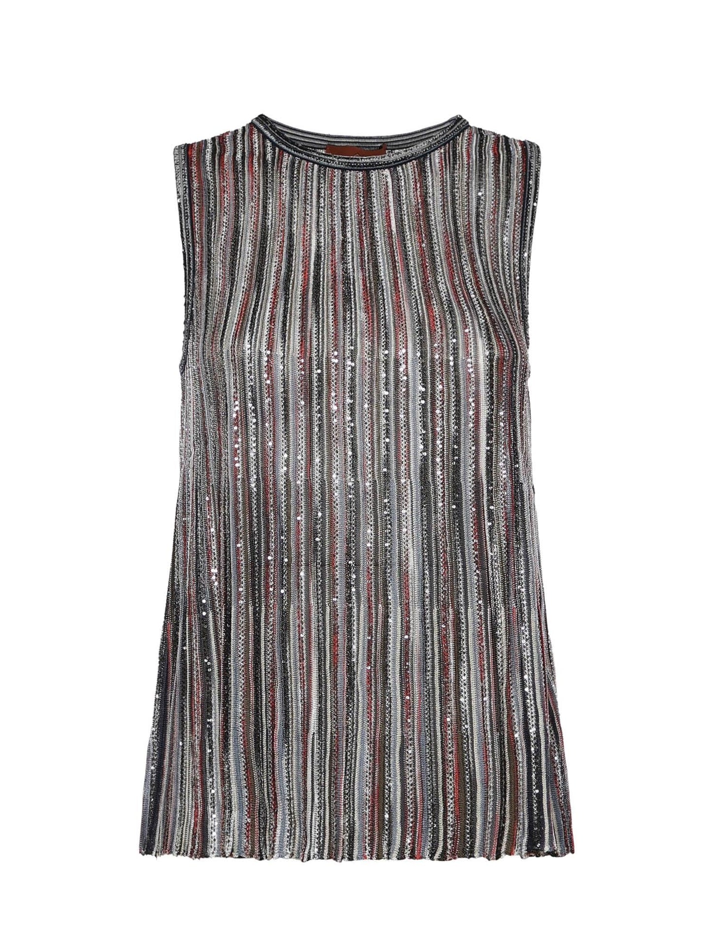 Top in misto viscosa a costine con paillettes